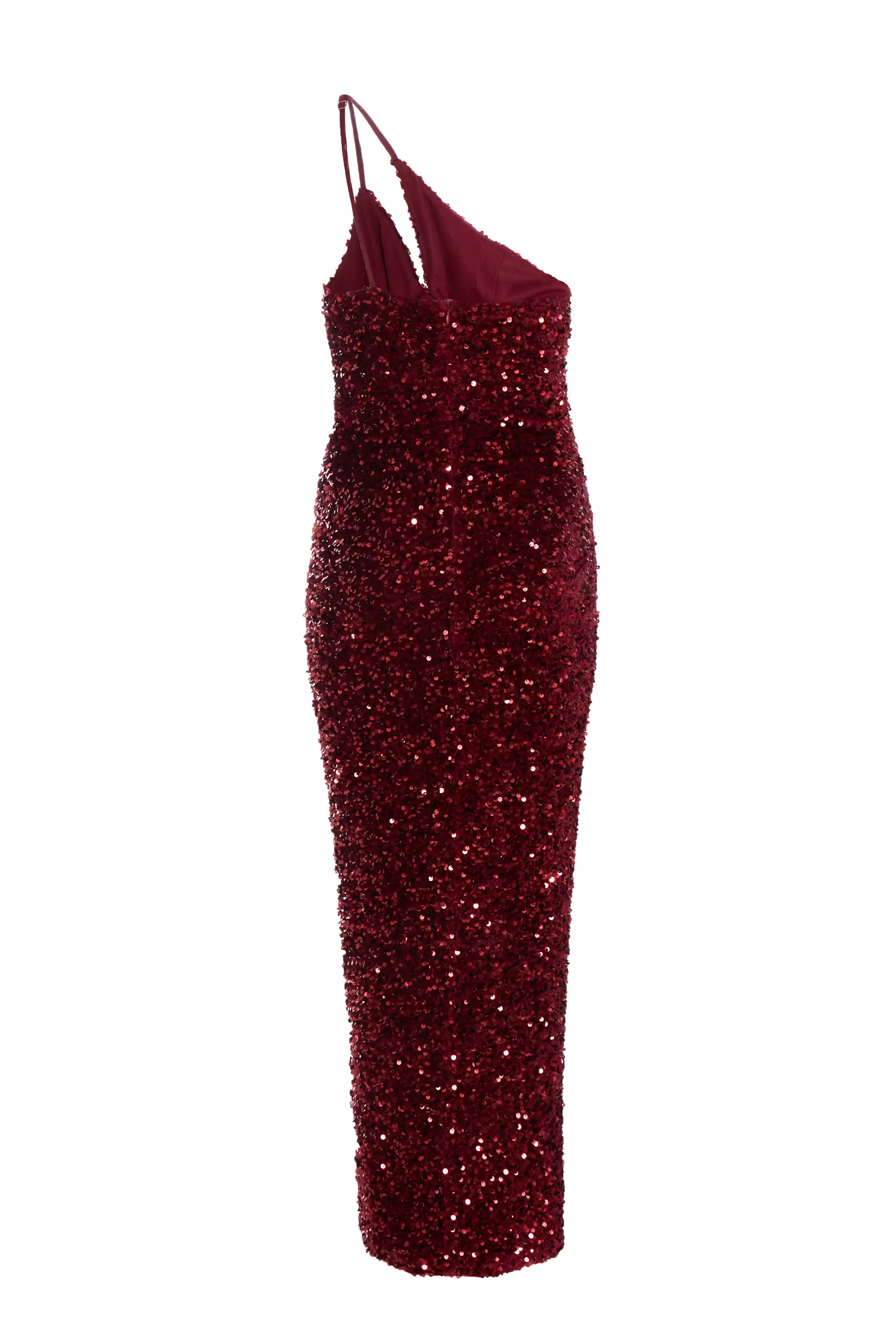 Dark Red Sequin Maxi Dress