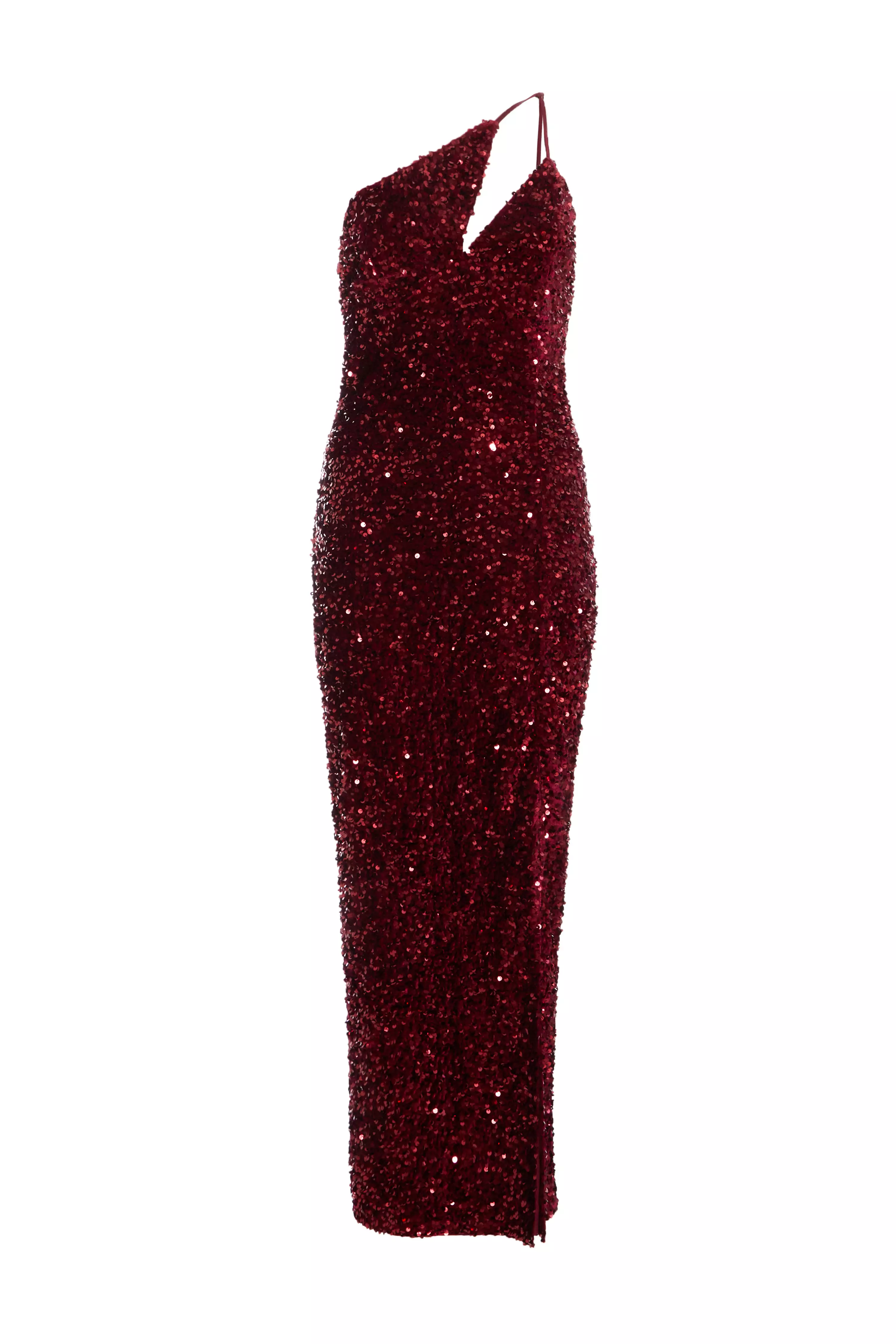 Dark Red Sequin Maxi Dress