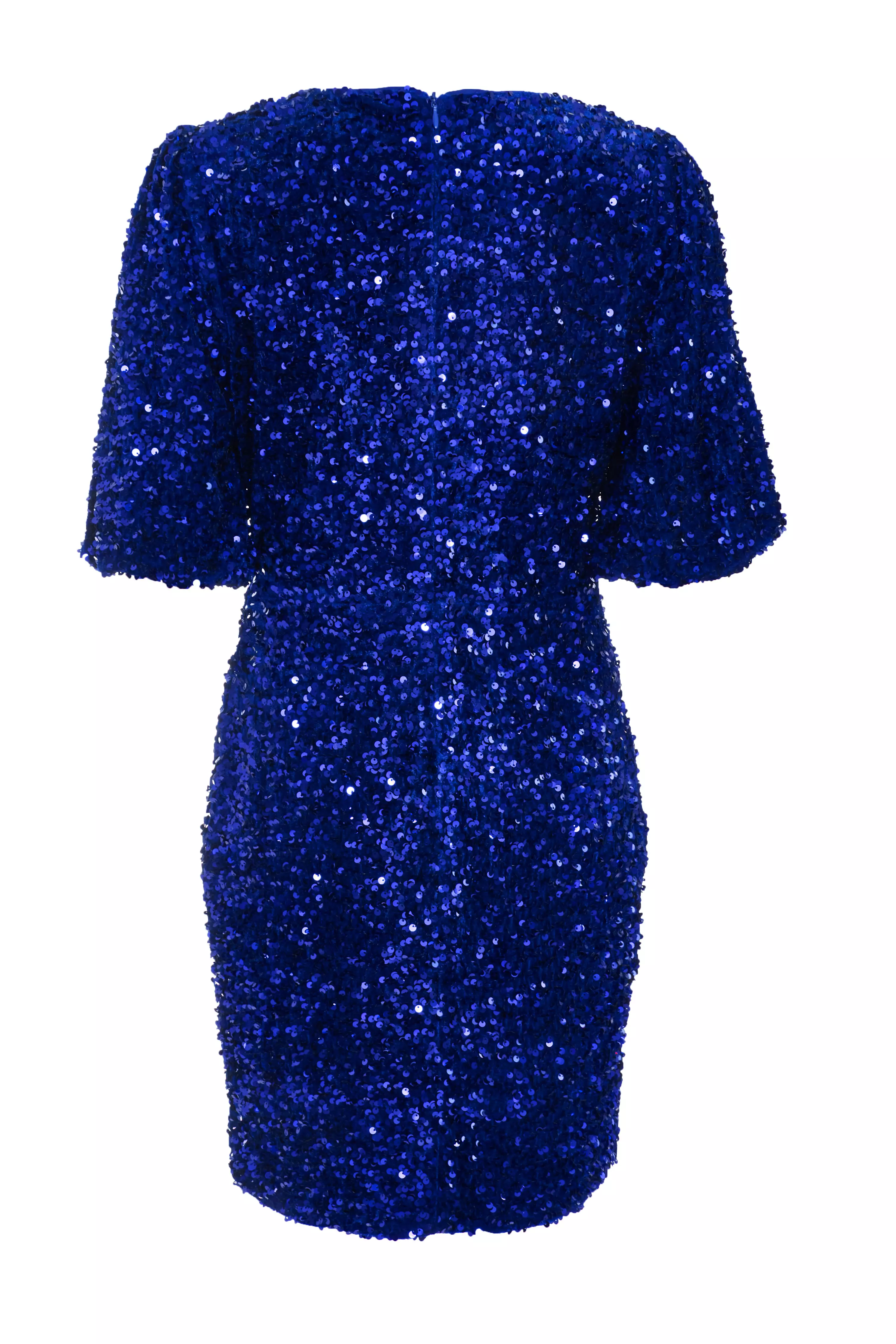 Royal Blue Sequin Wrap Mini Dress