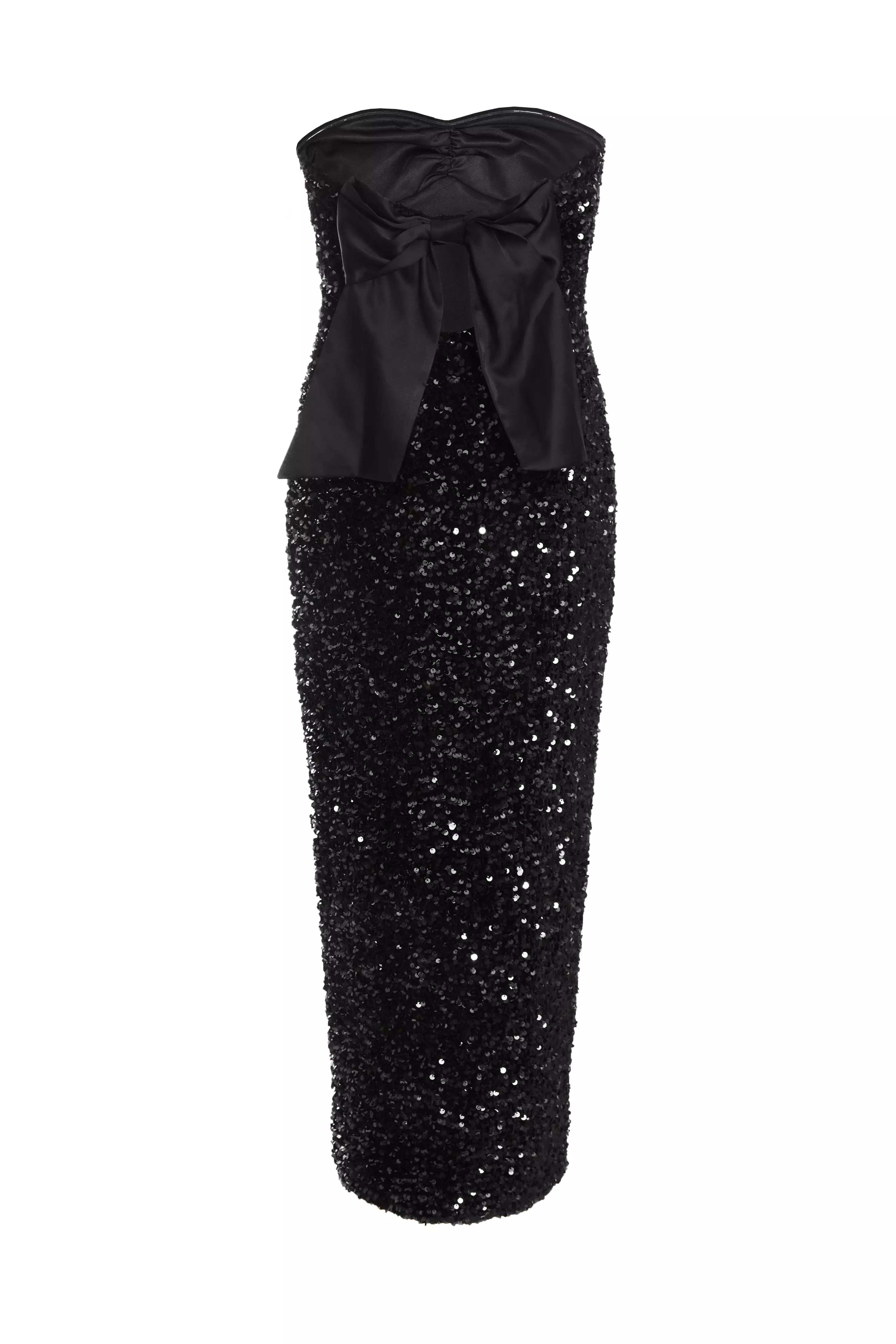 Petite Black Sequin Strapless Midaxi Dress