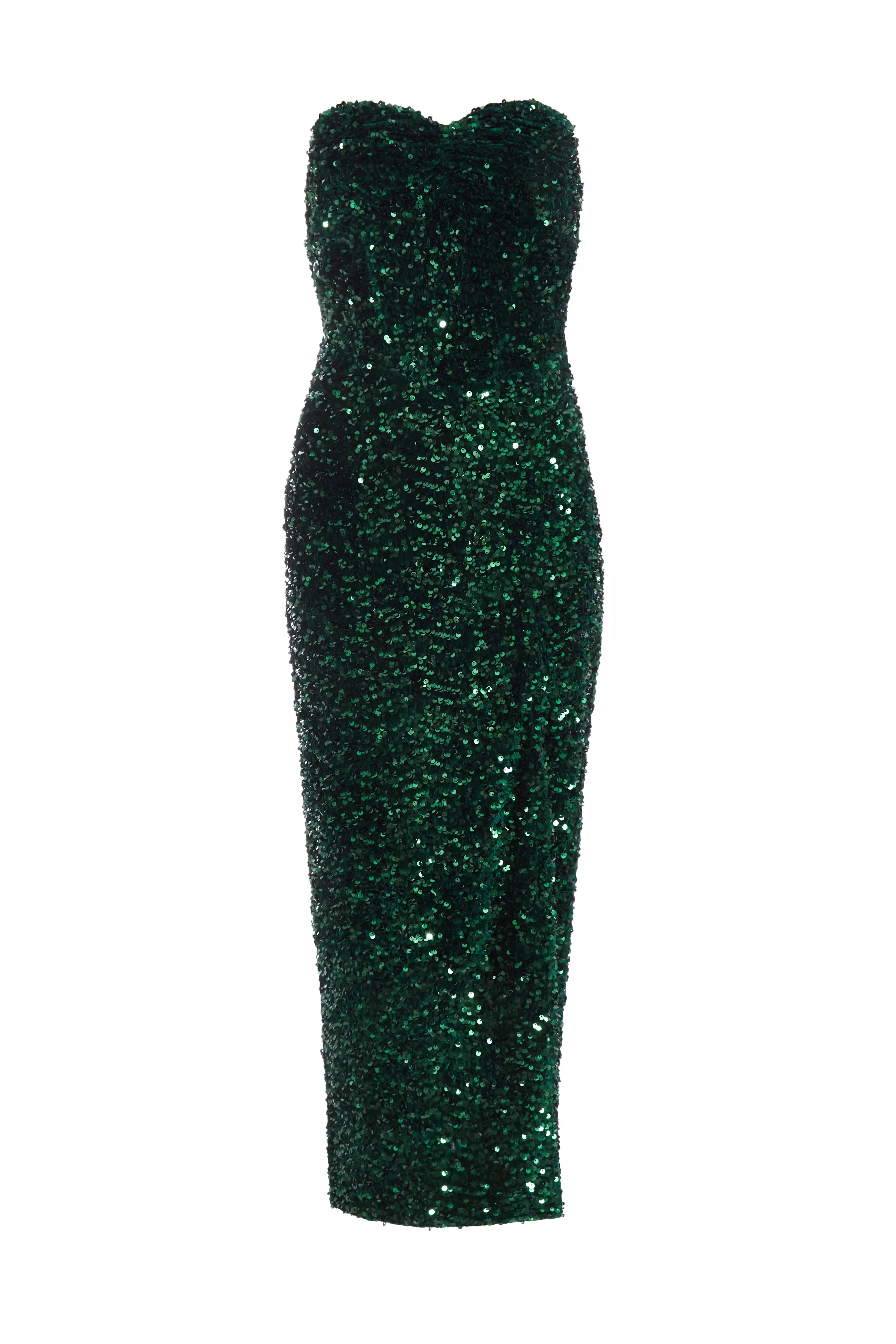 Petite Bottle Green Sequin Midaxi Dress