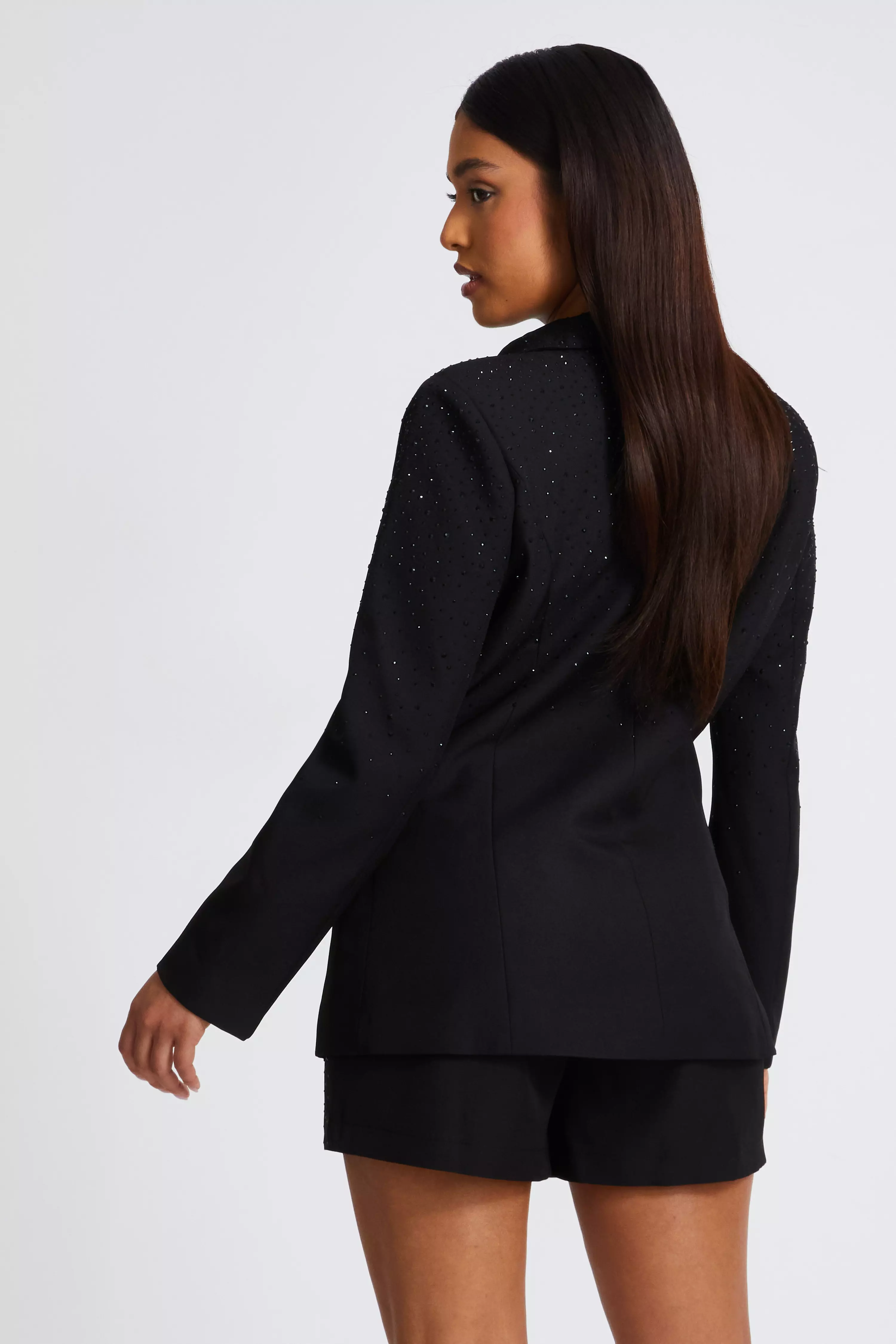 Petite Black Diamante Blazer