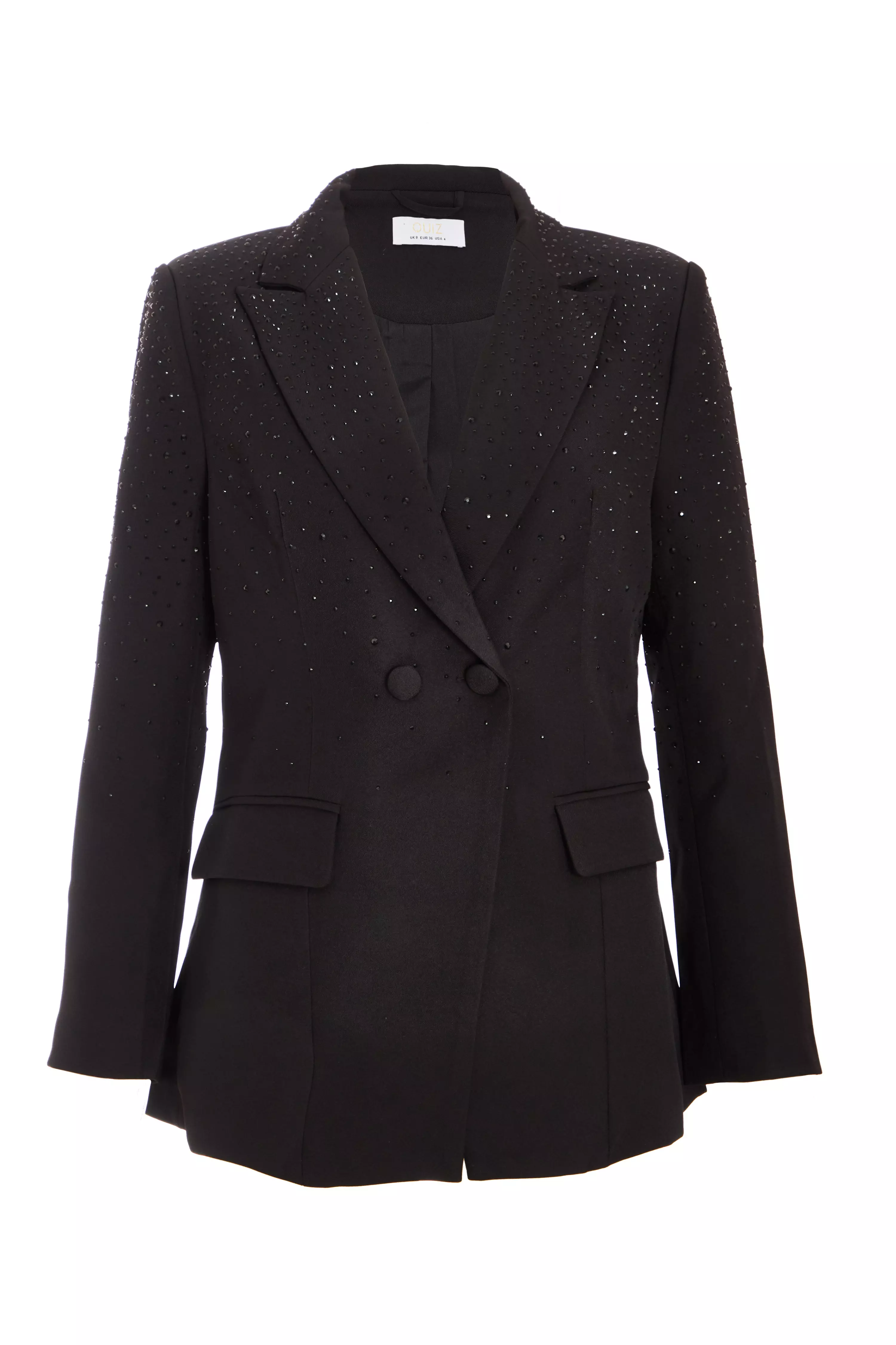 Petite Black Diamante Blazer