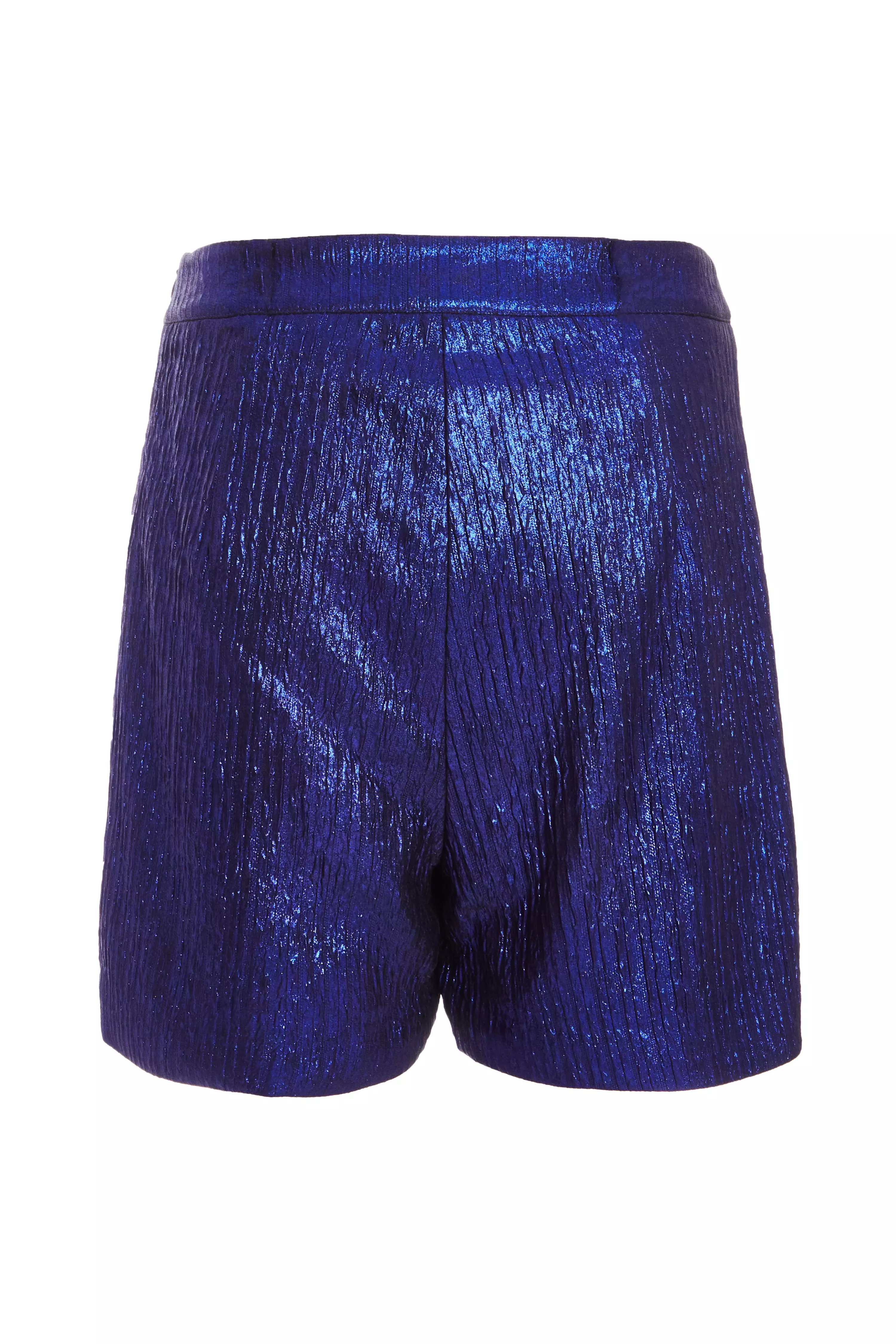 Blue Metallic High Waisted Skort