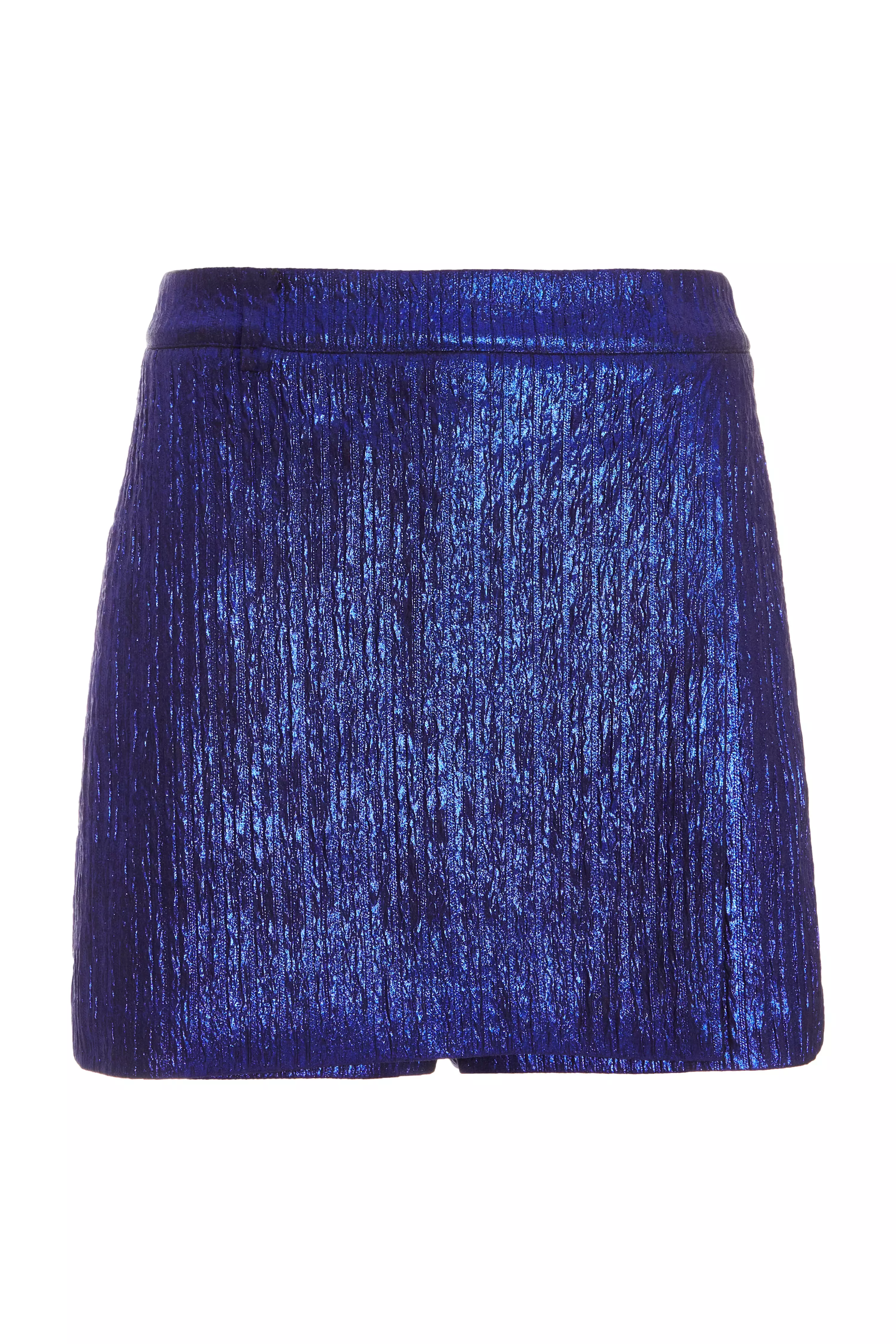 Blue Metallic High Waisted Skort