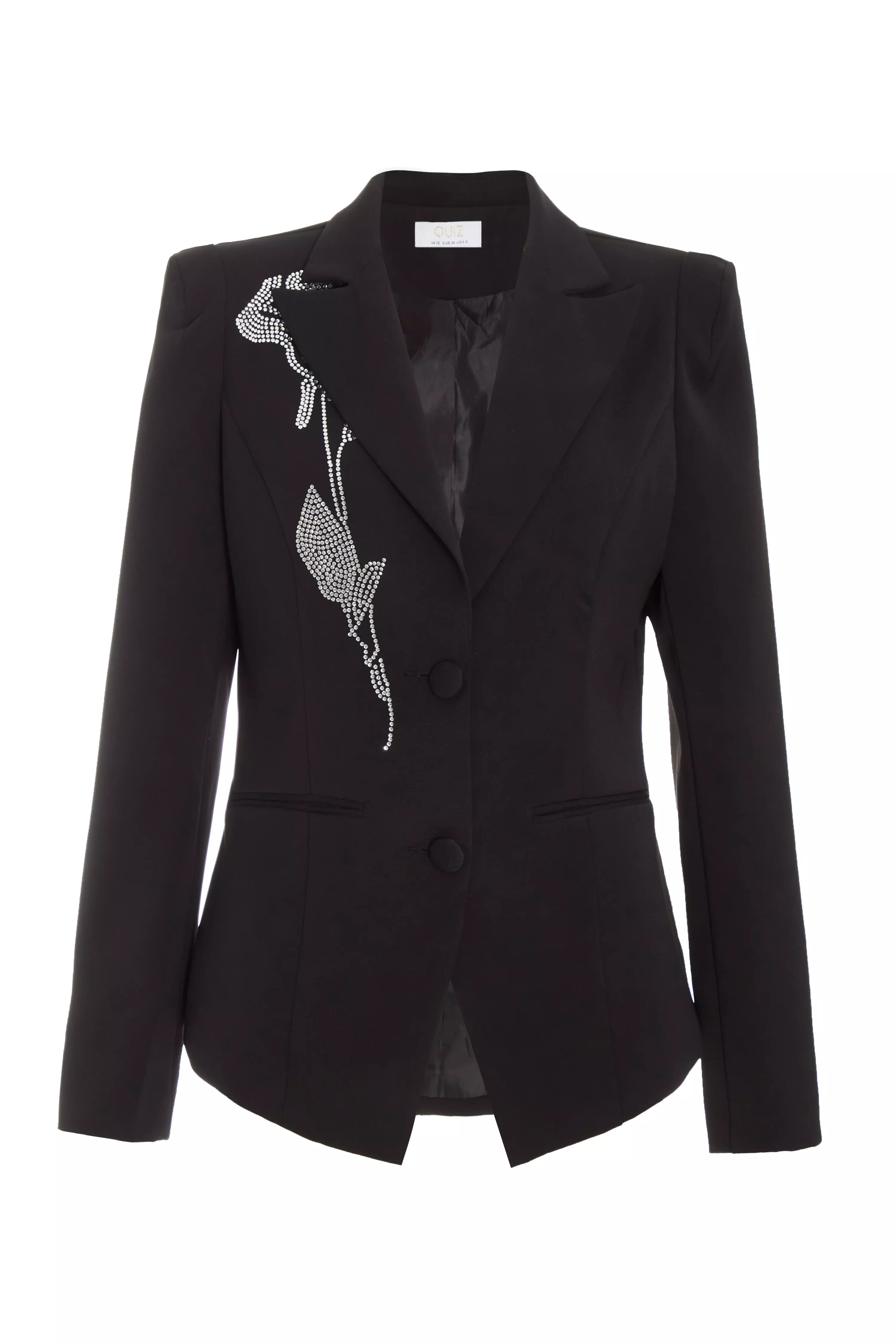 Black Woven Embellished Tailored Blazer 