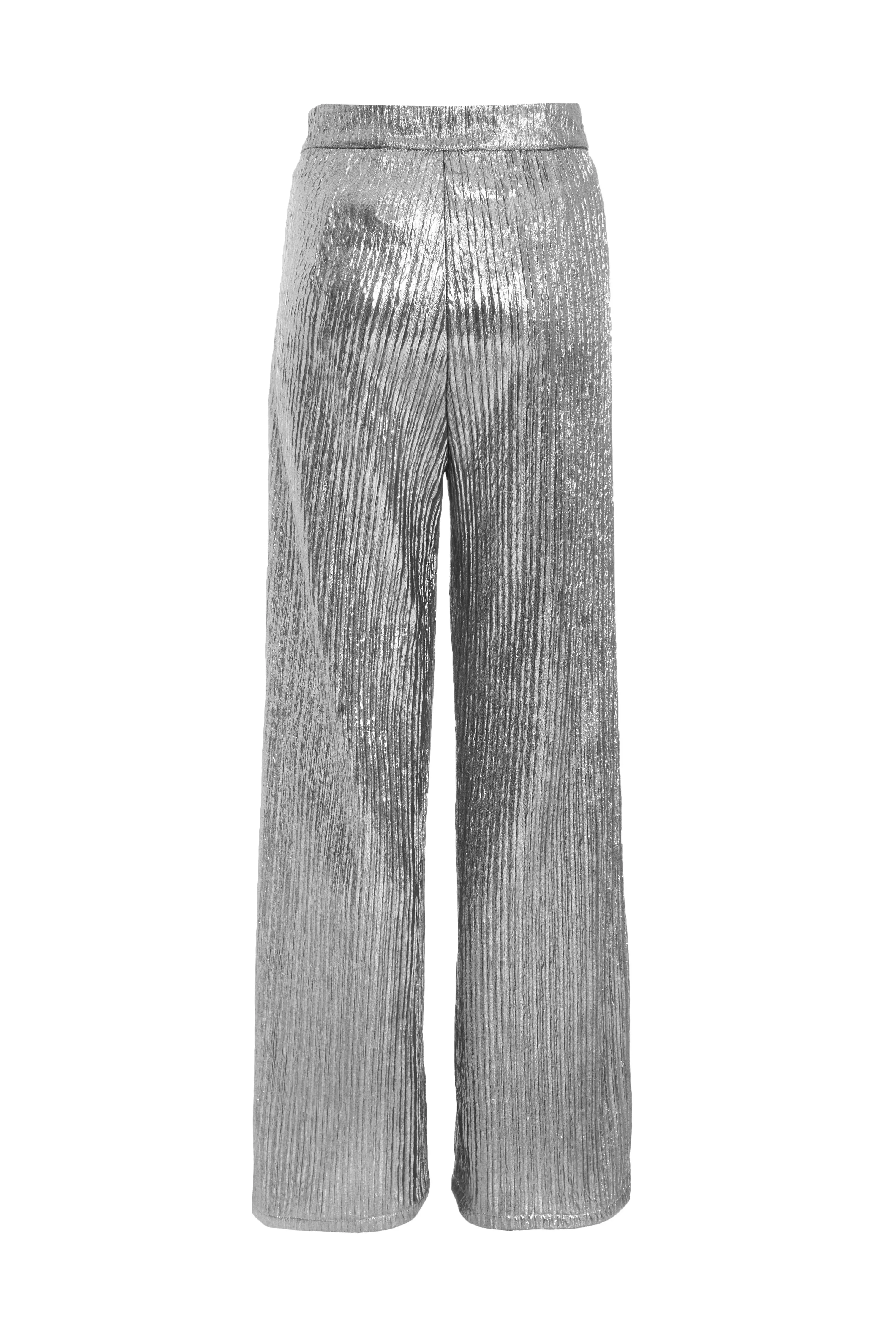 Grey Metallic Palazzo Trousers