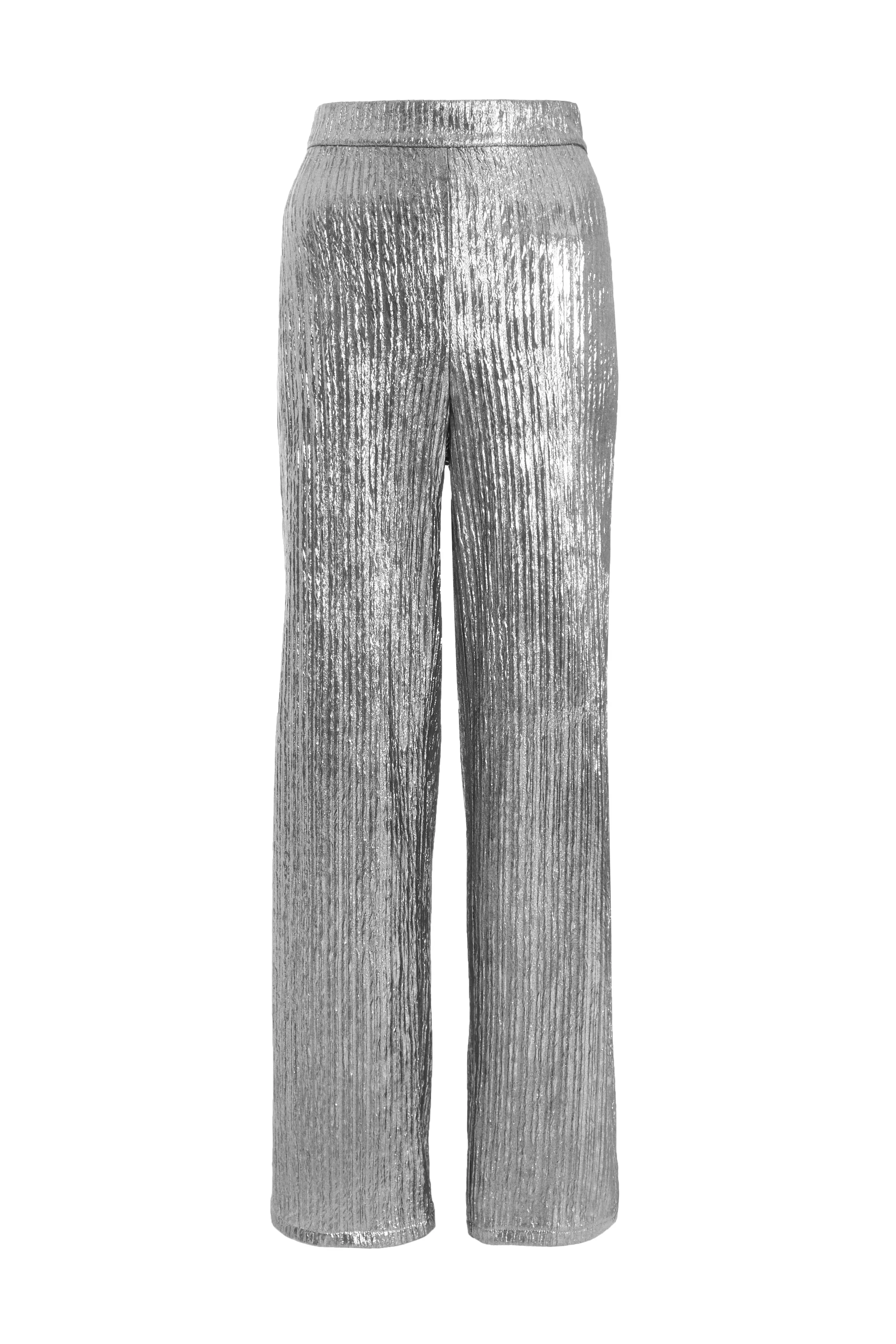 Grey Metallic Palazzo Trousers