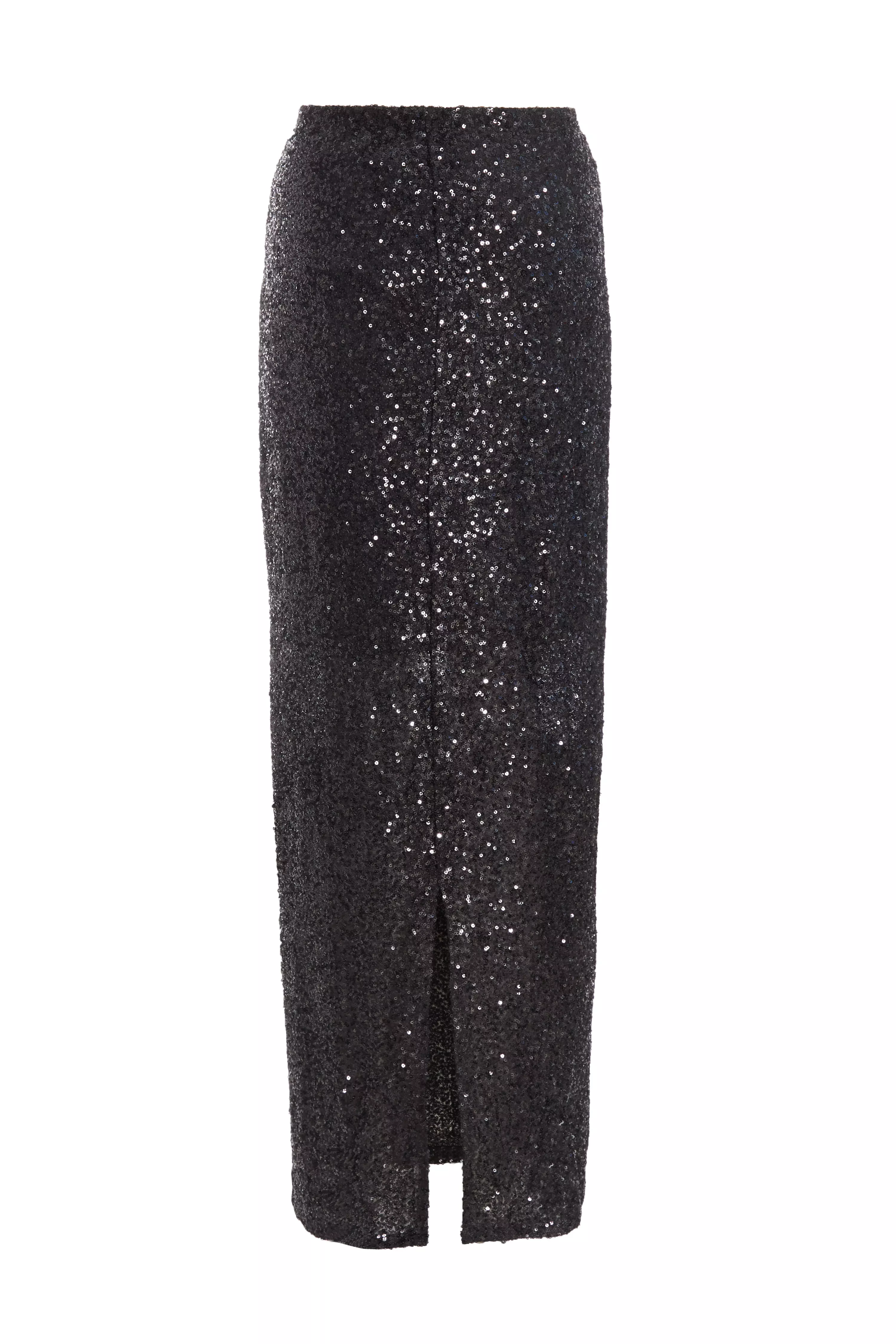 Black Sequin Maxi Skirt