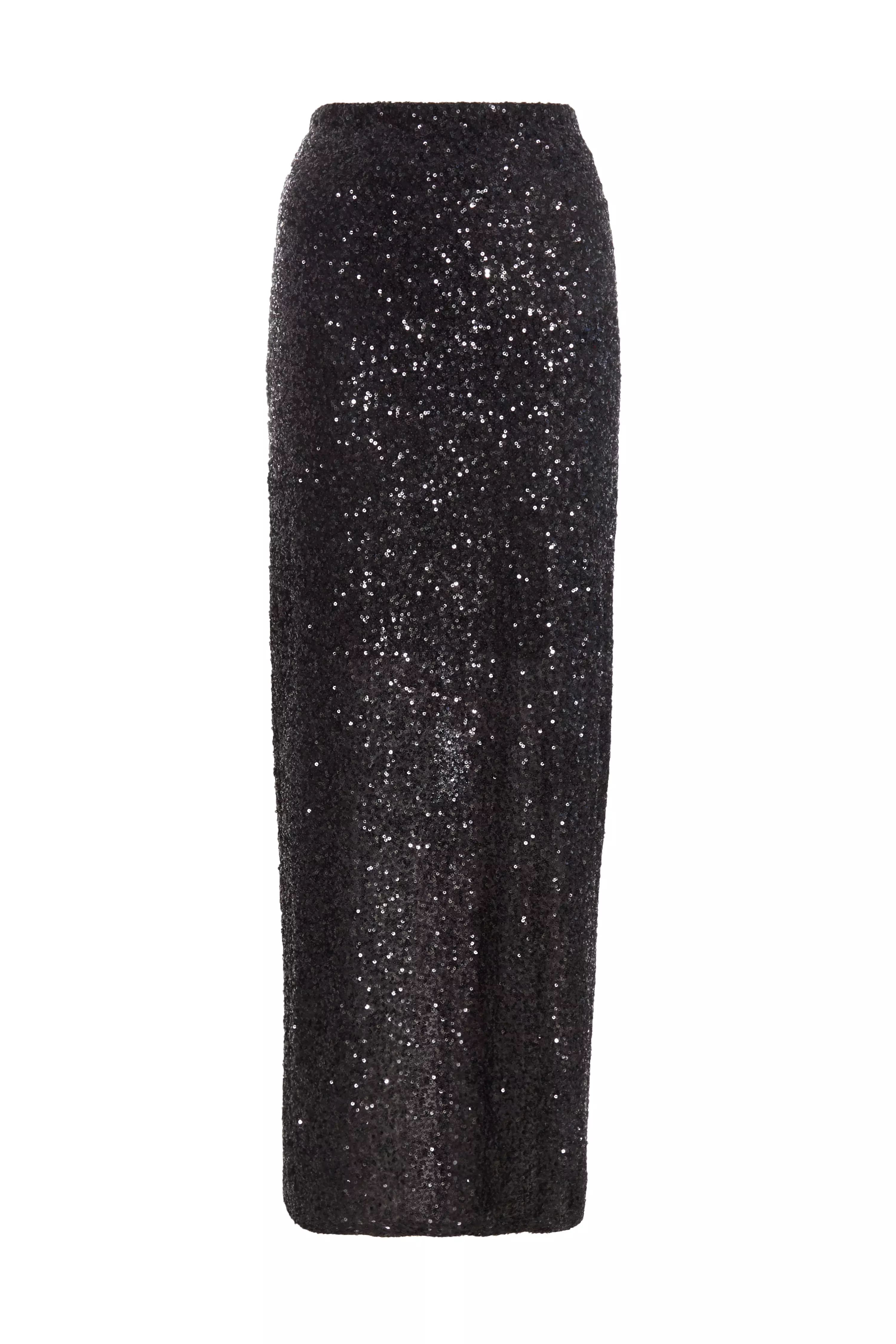 Black Sequin Maxi Skirt