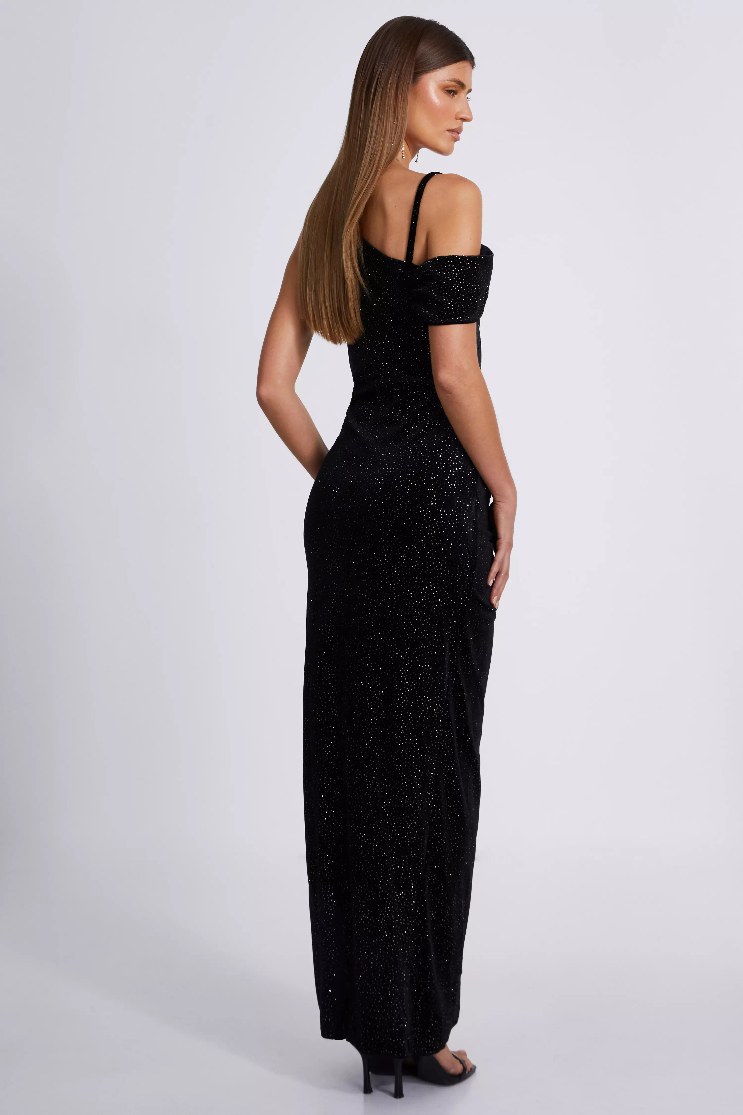 Black Velvet Glitter Maxi Dress