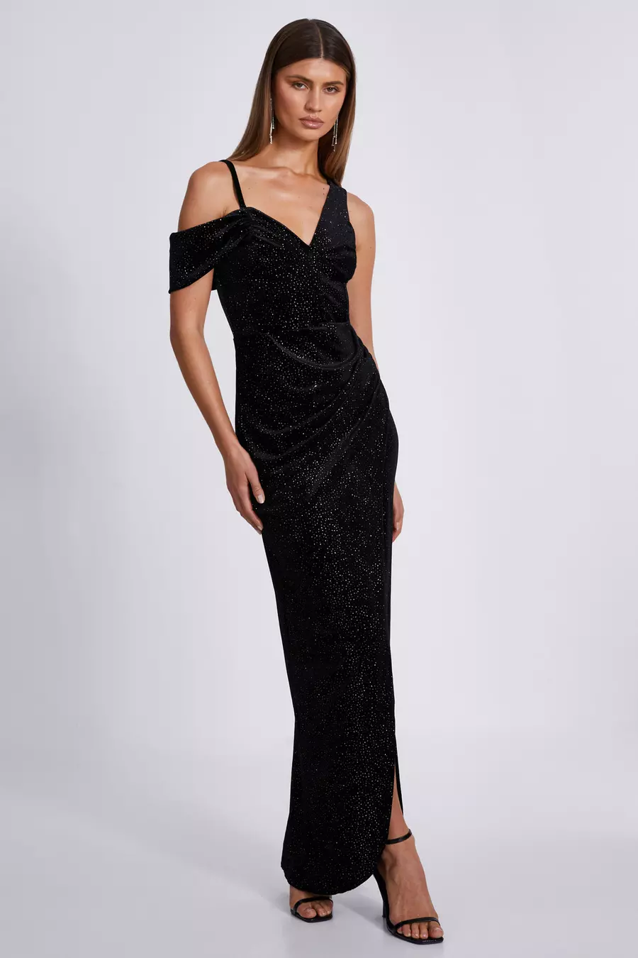 Quiz black sequin v neck maxi dress best sale