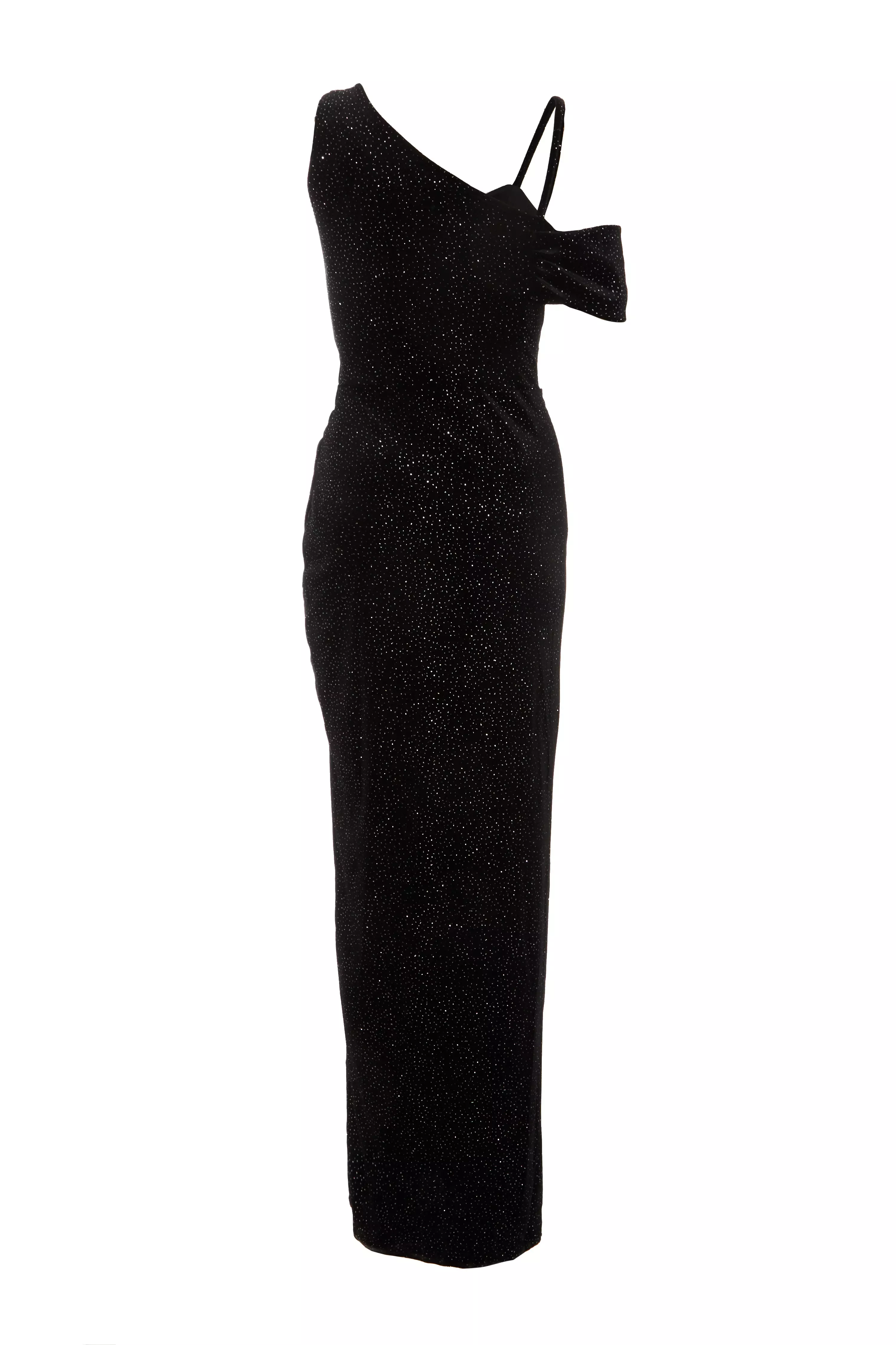 Black Velvet Glitter Maxi Dress