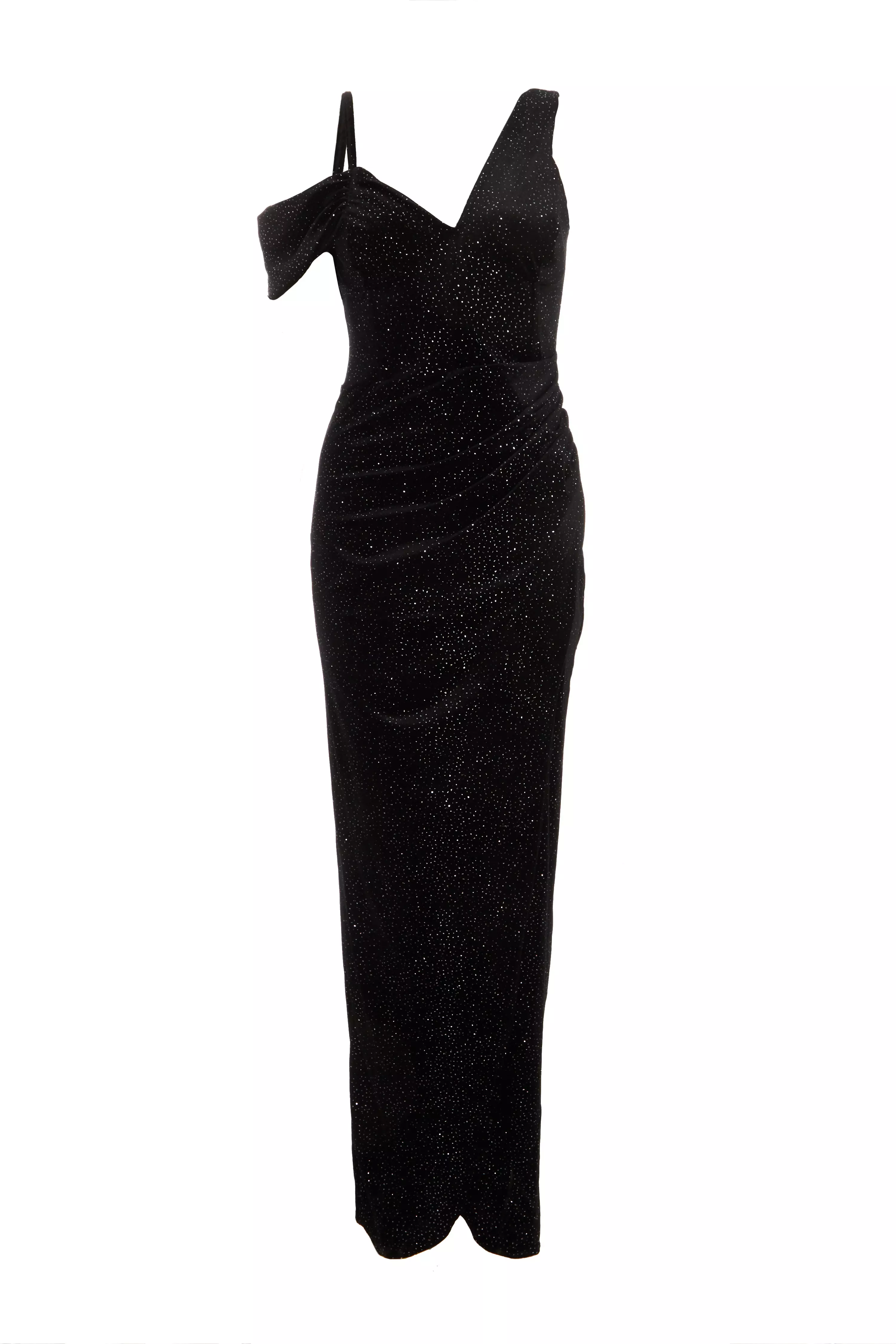 Black Velvet Glitter Maxi Dress