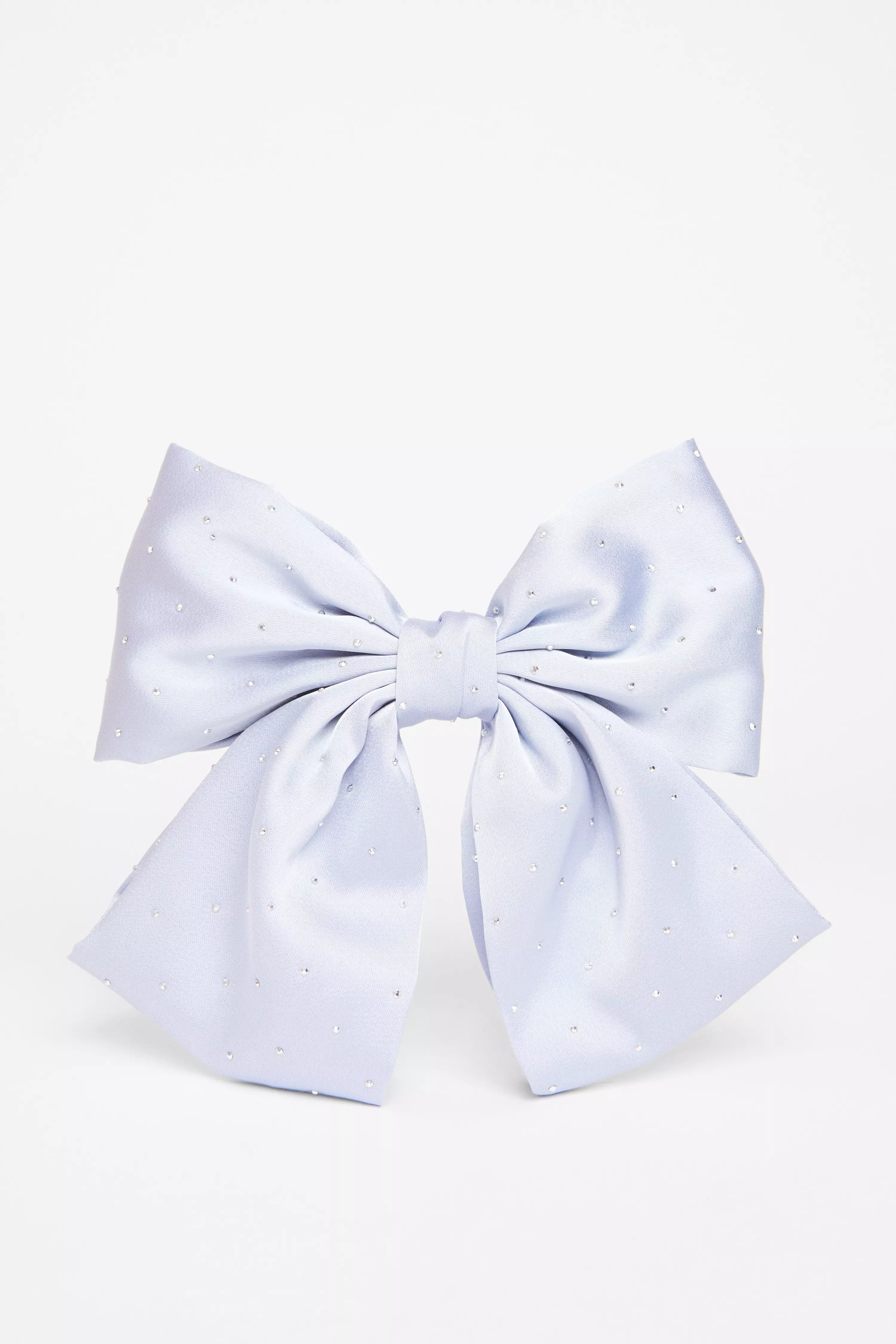 Pale Blue Diamante Hair Bow