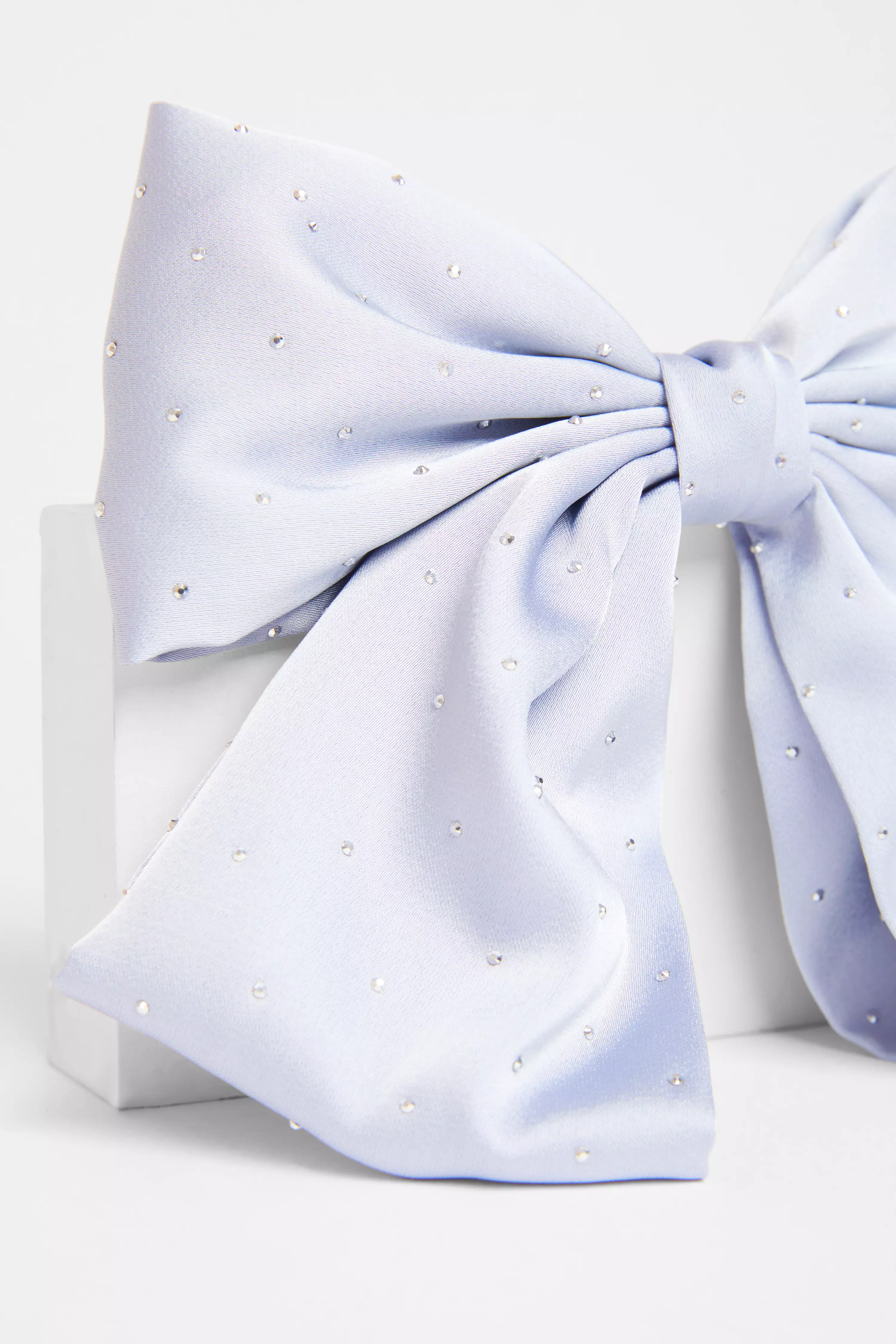 Pale Blue Diamante Hair Bow