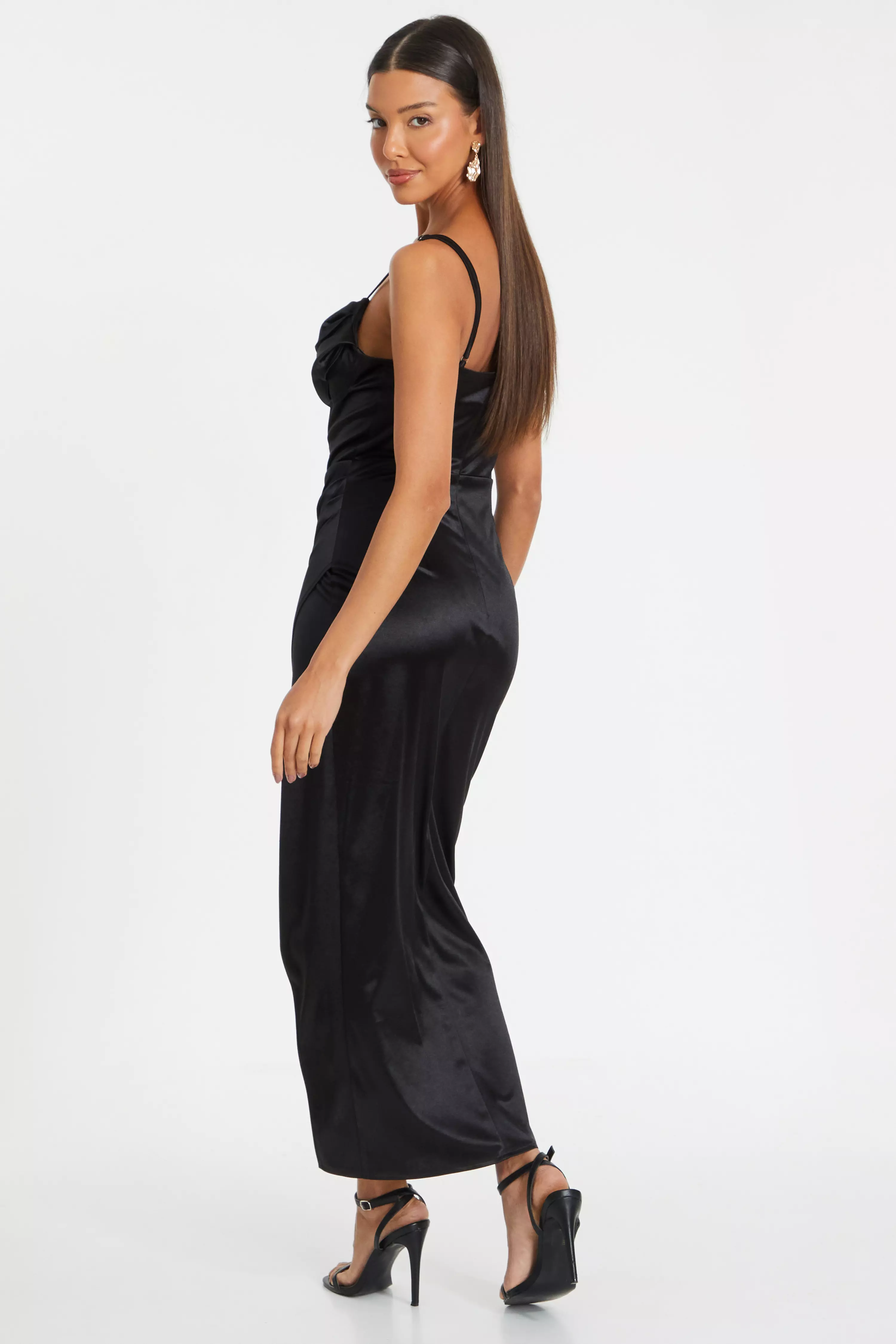 Black Cowl Neck Corset Dress