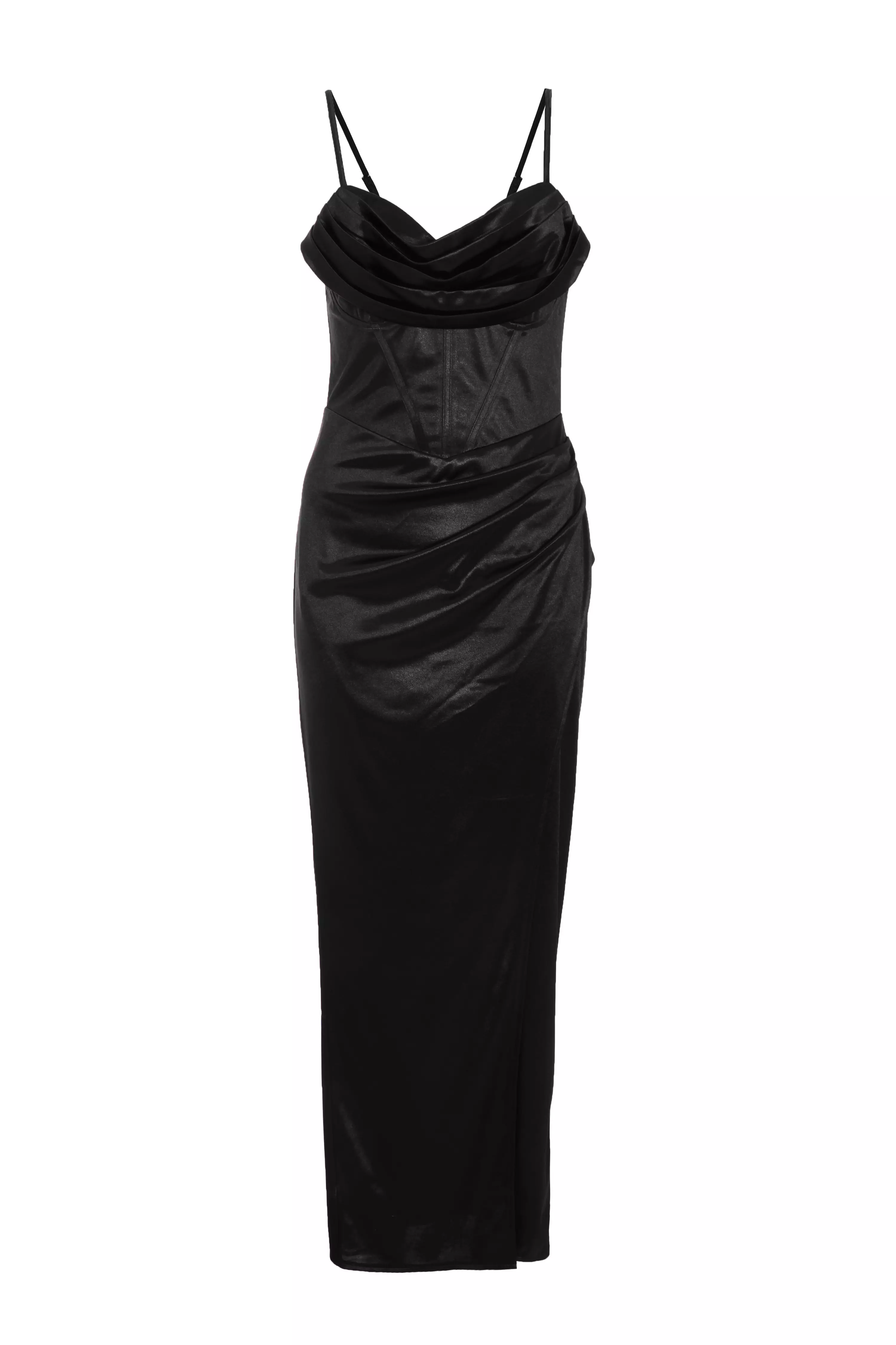 Black Cowl Neck Corset Dress