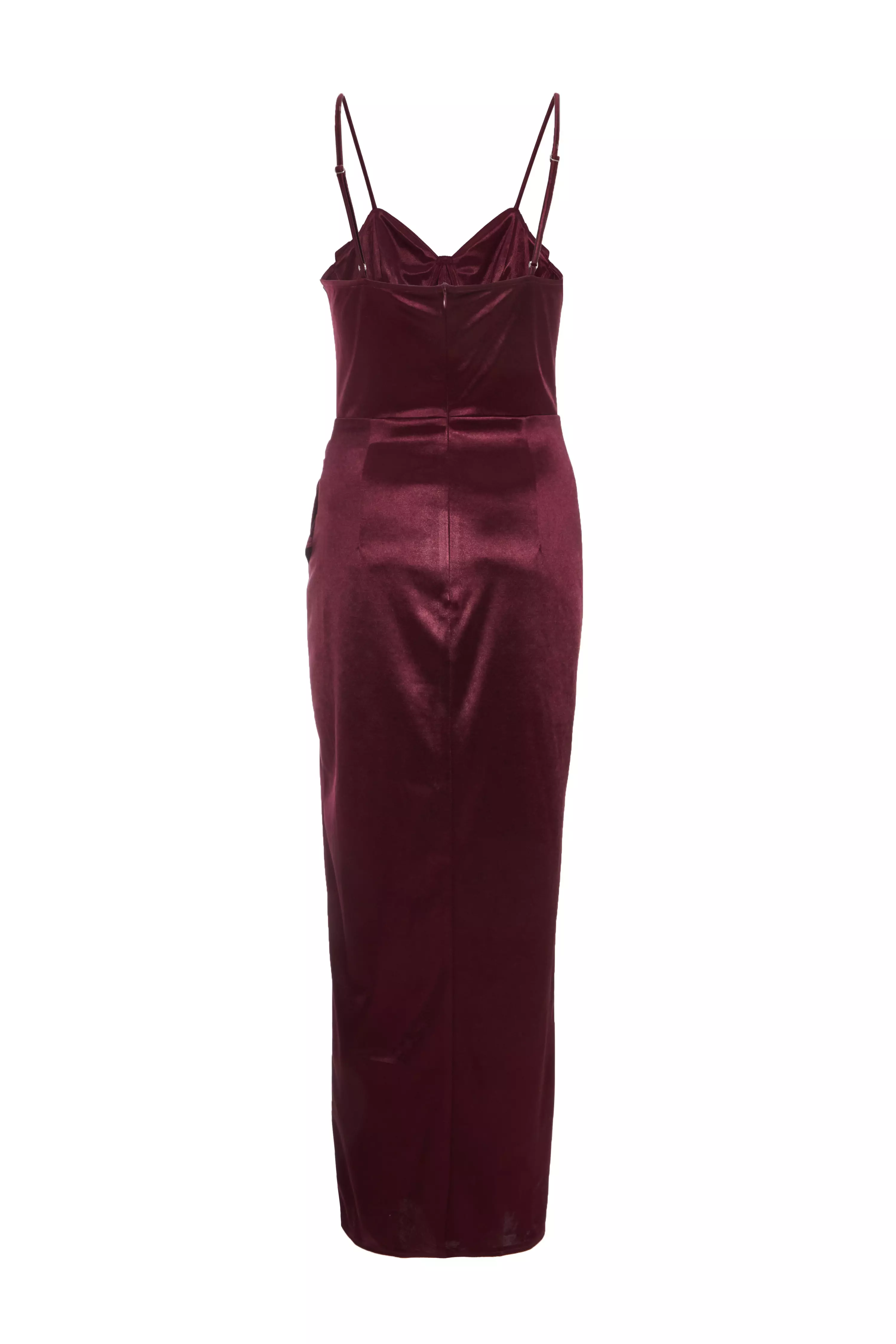 Dark Red Satin Corset Midi Dress