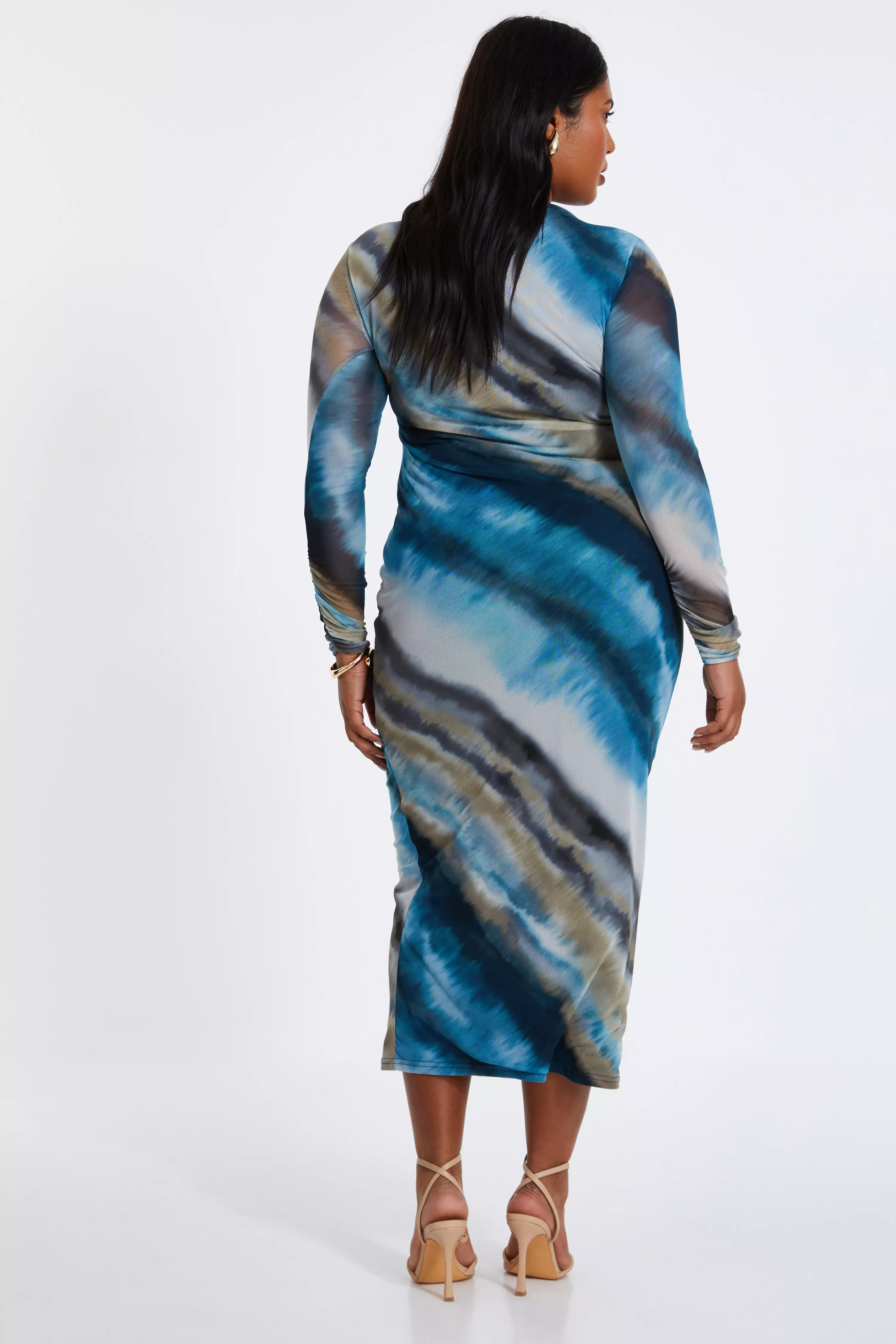 Curve Blue Ombre Mesh Midaxi Dress