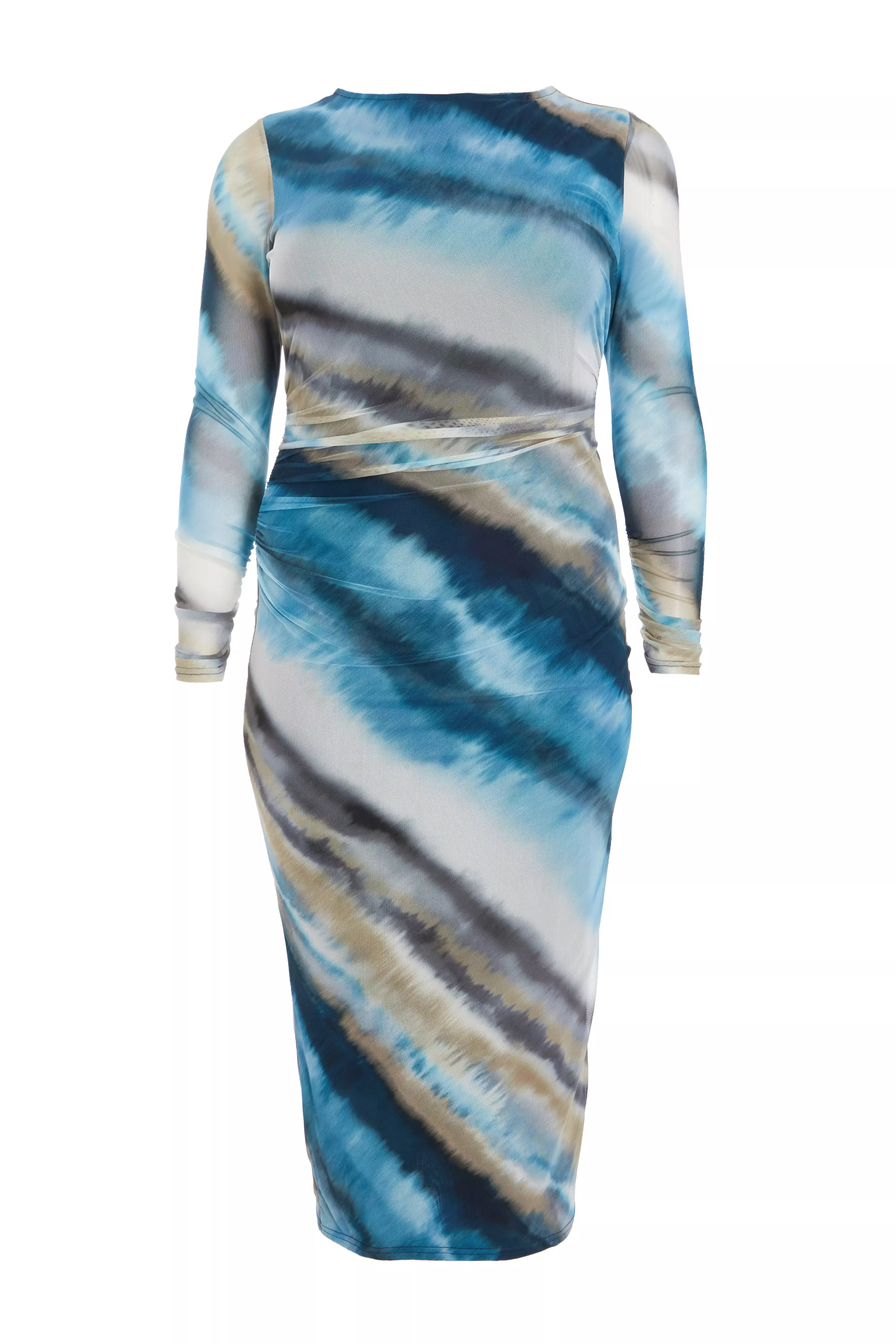 Curve Blue Ombre Mesh Midaxi Dress