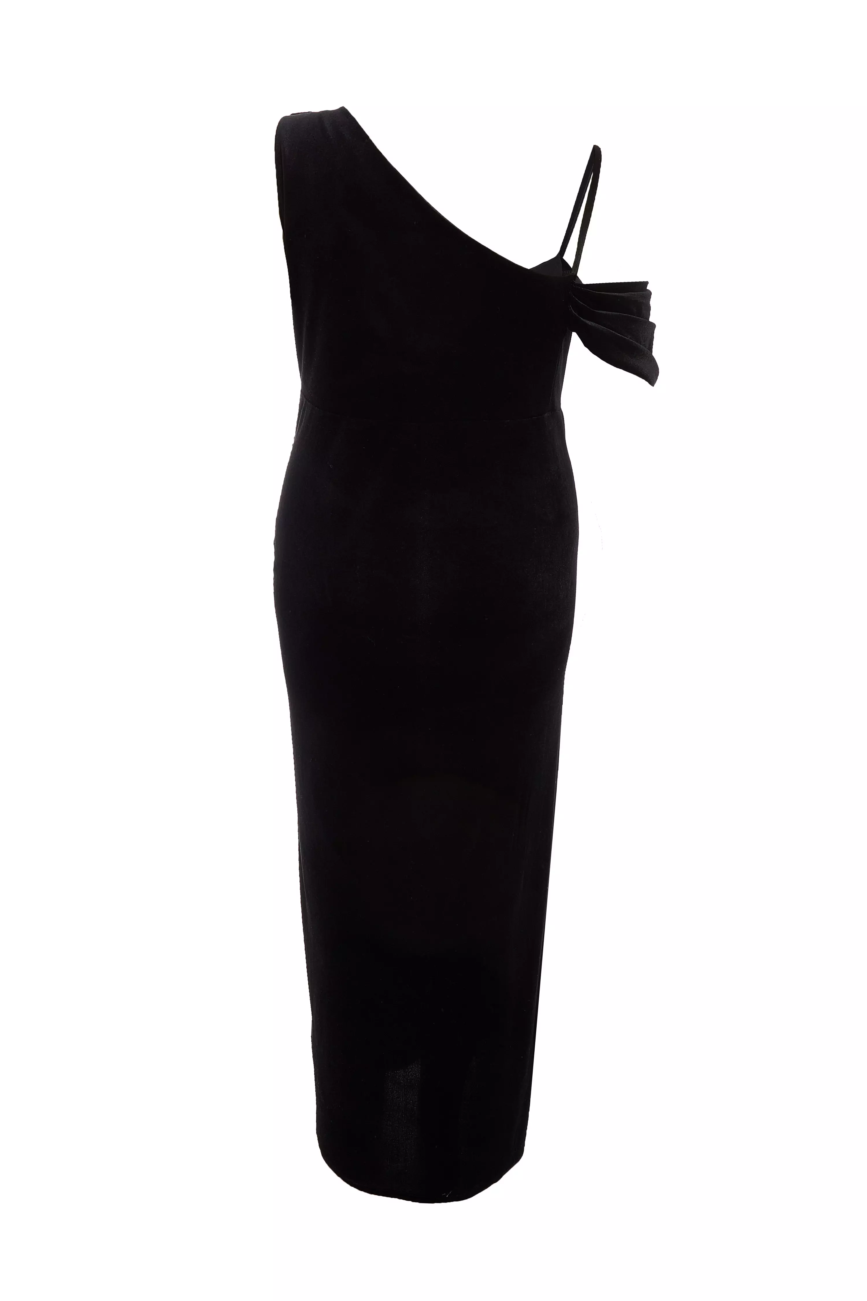 Black Curve Velvet Wrap Maxi Dress