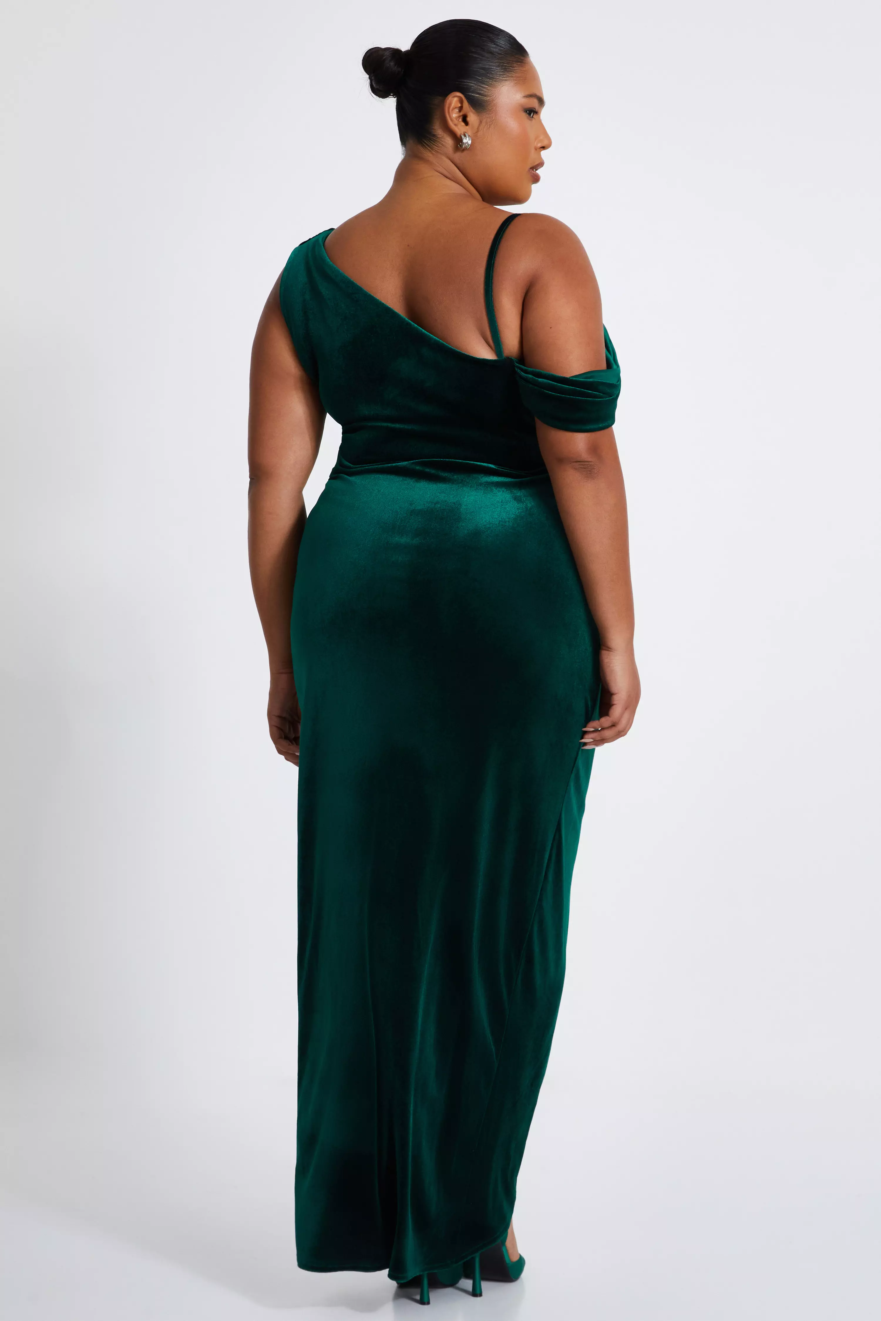 Curve Bottle Green Velvet Maxi Dress