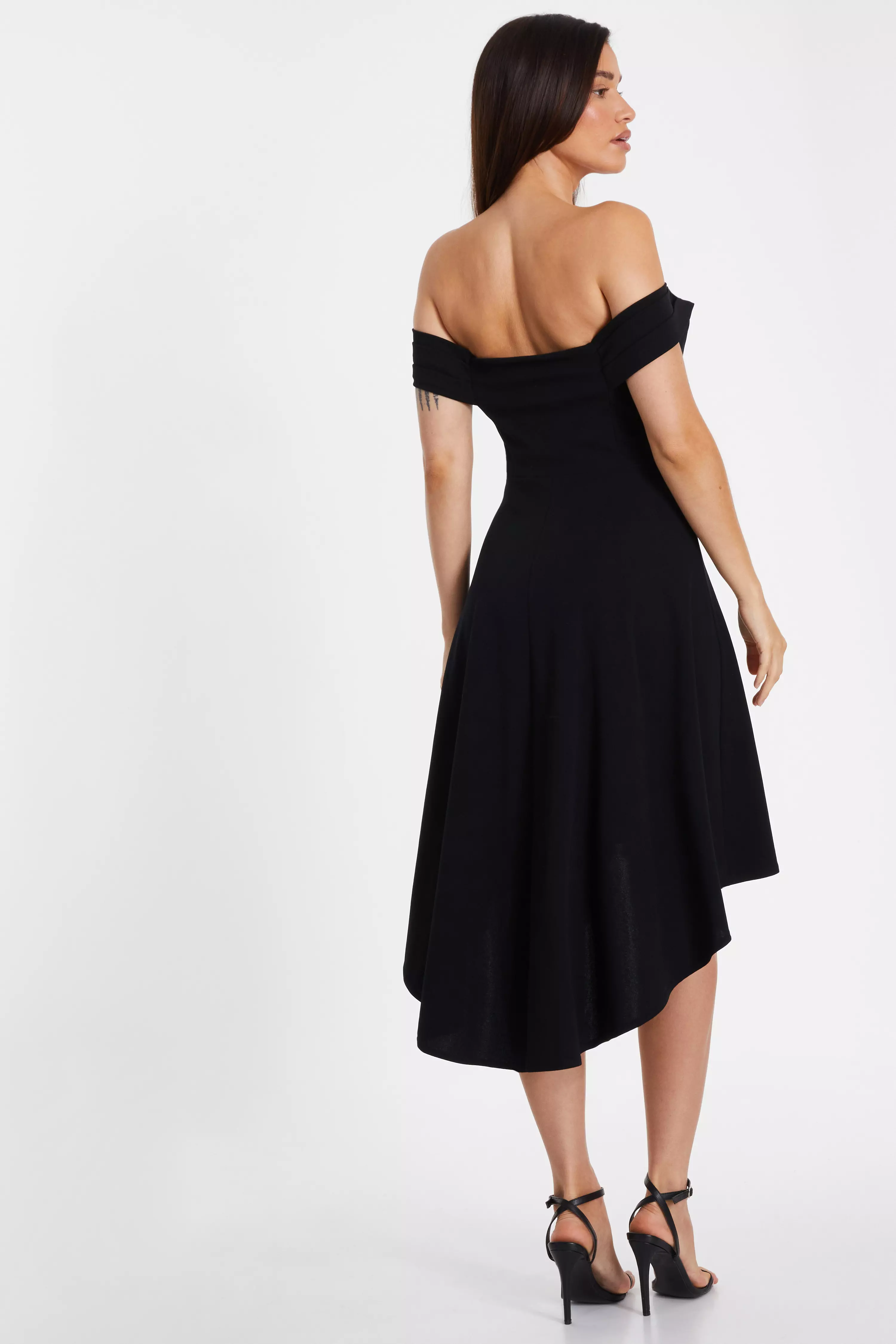 Black Dip Hem Midi Dress