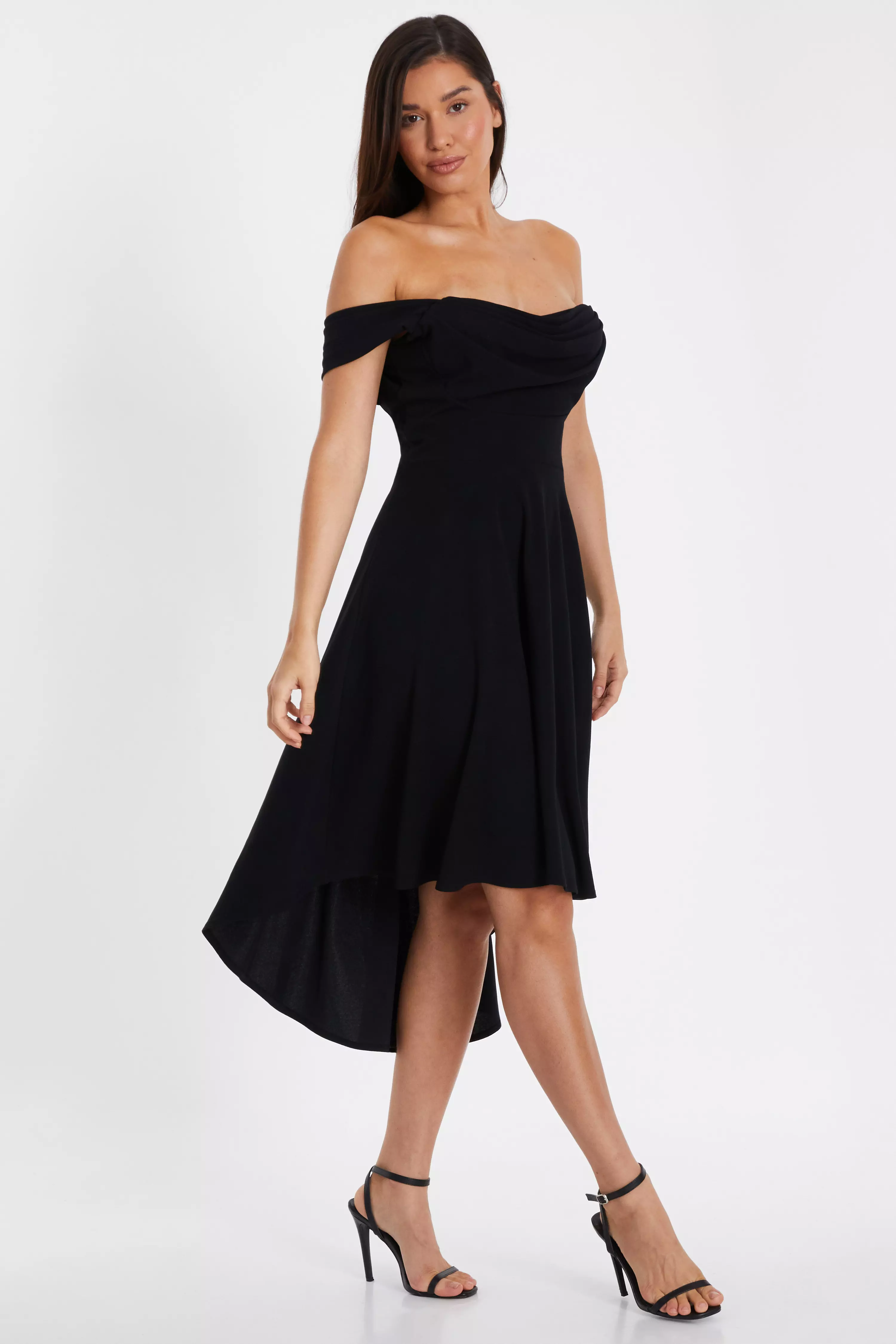 Black Dip Hem Midi Dress