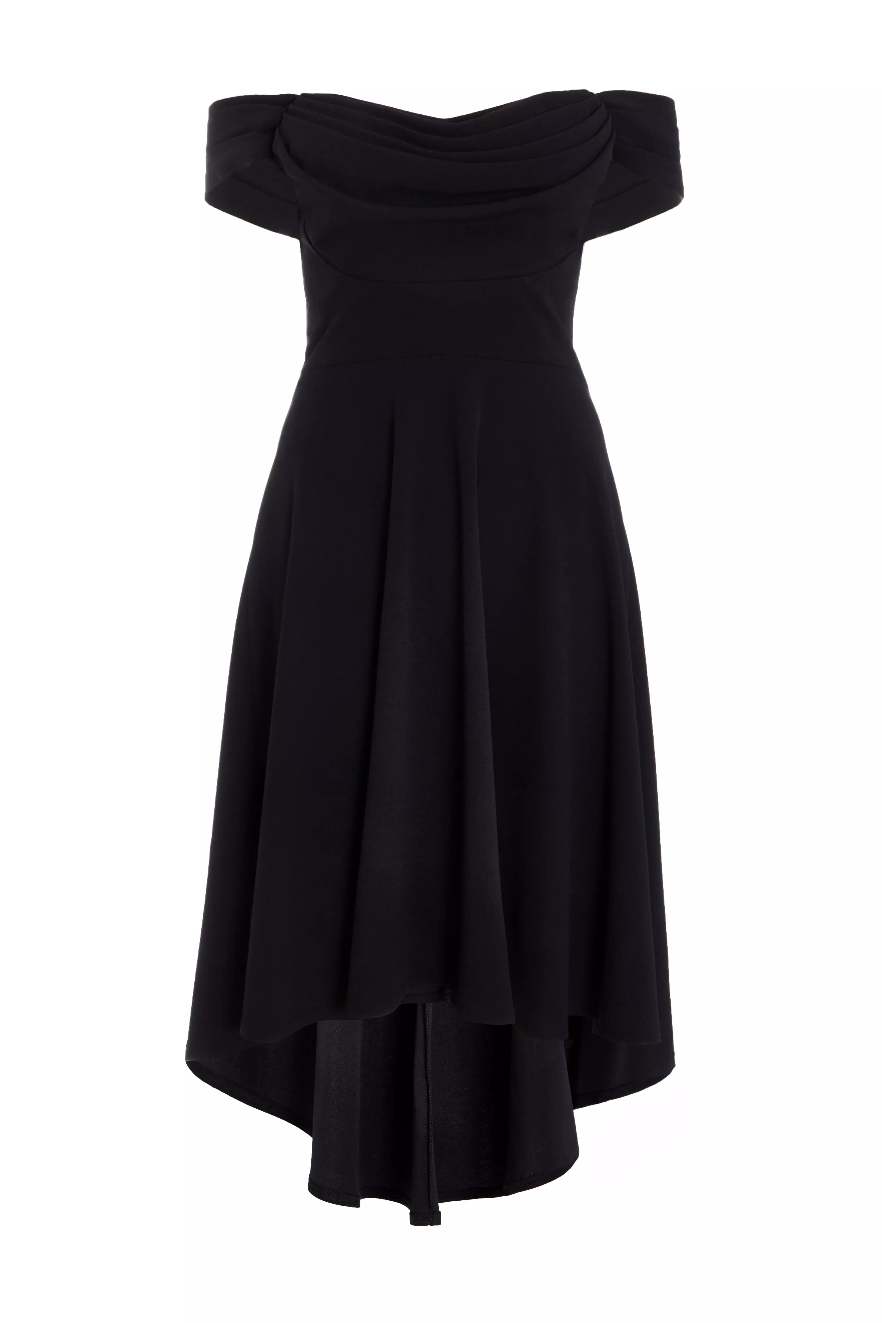 Black Dip Hem Midi Dress