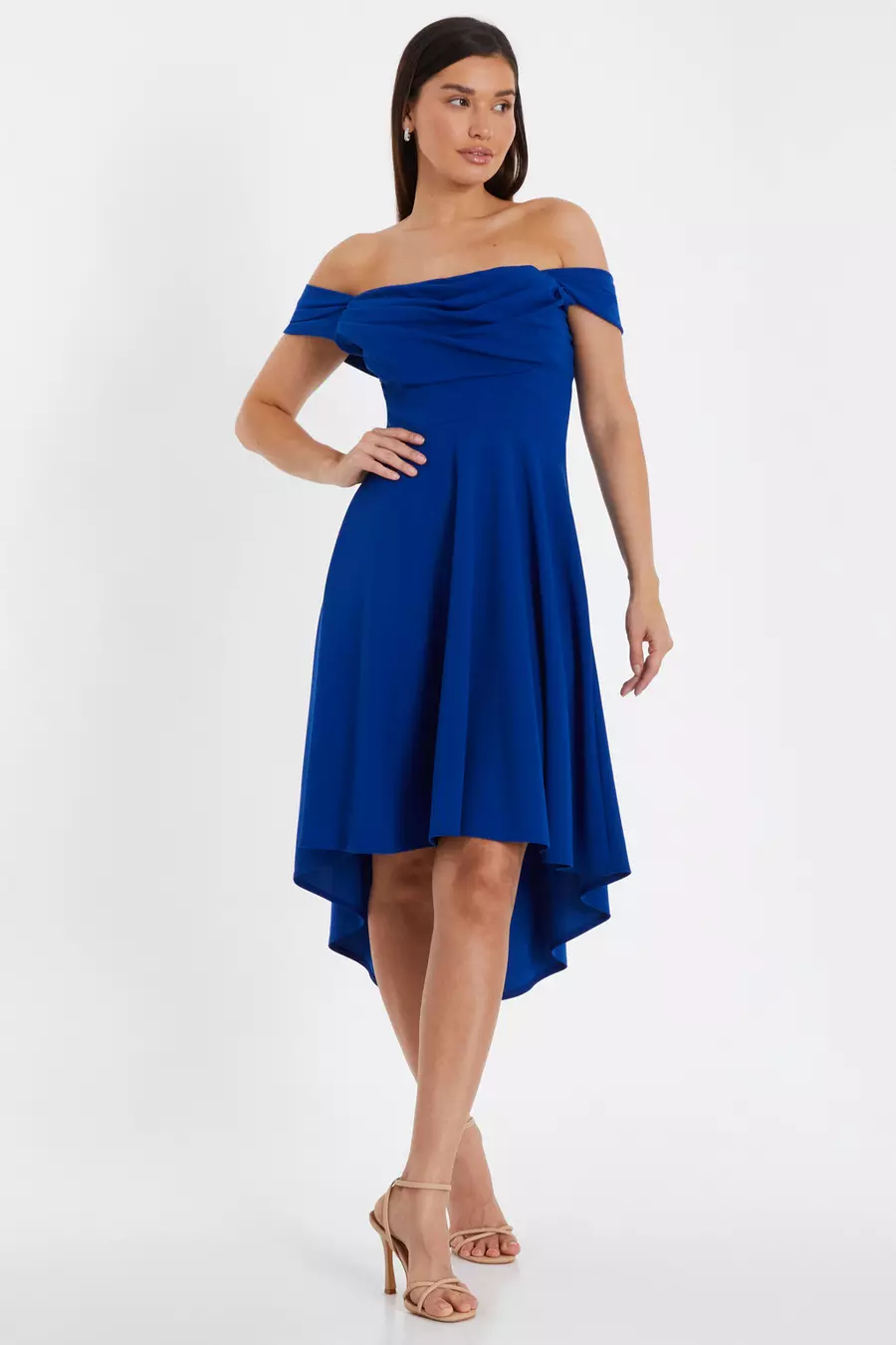 Royal Blue Bardot Dip Hem Midi Dress QUIZ Clothing