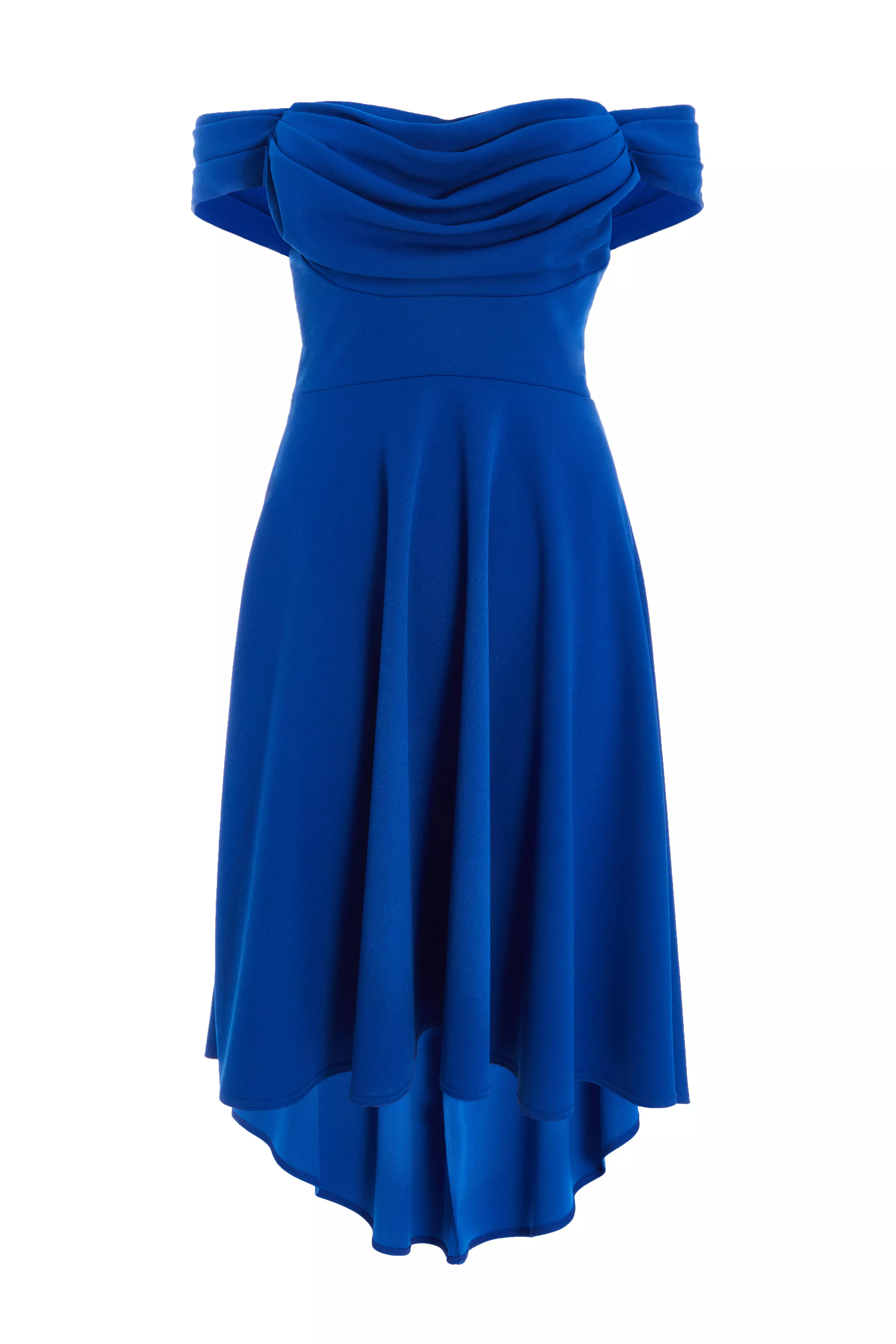 Royal Blue Bardot Dip Hem Midi Dress