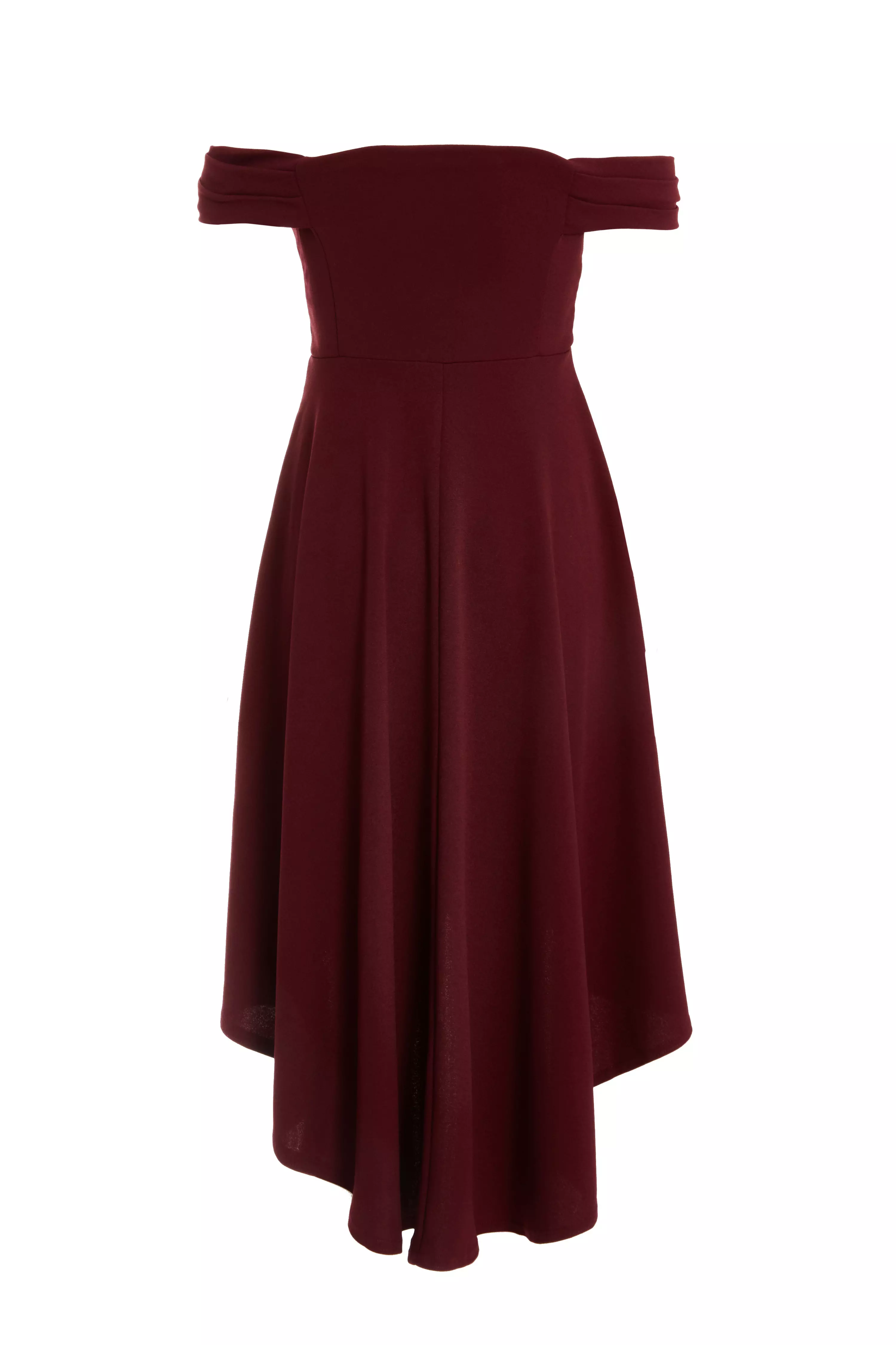 Dark Red Dip Hem Dress