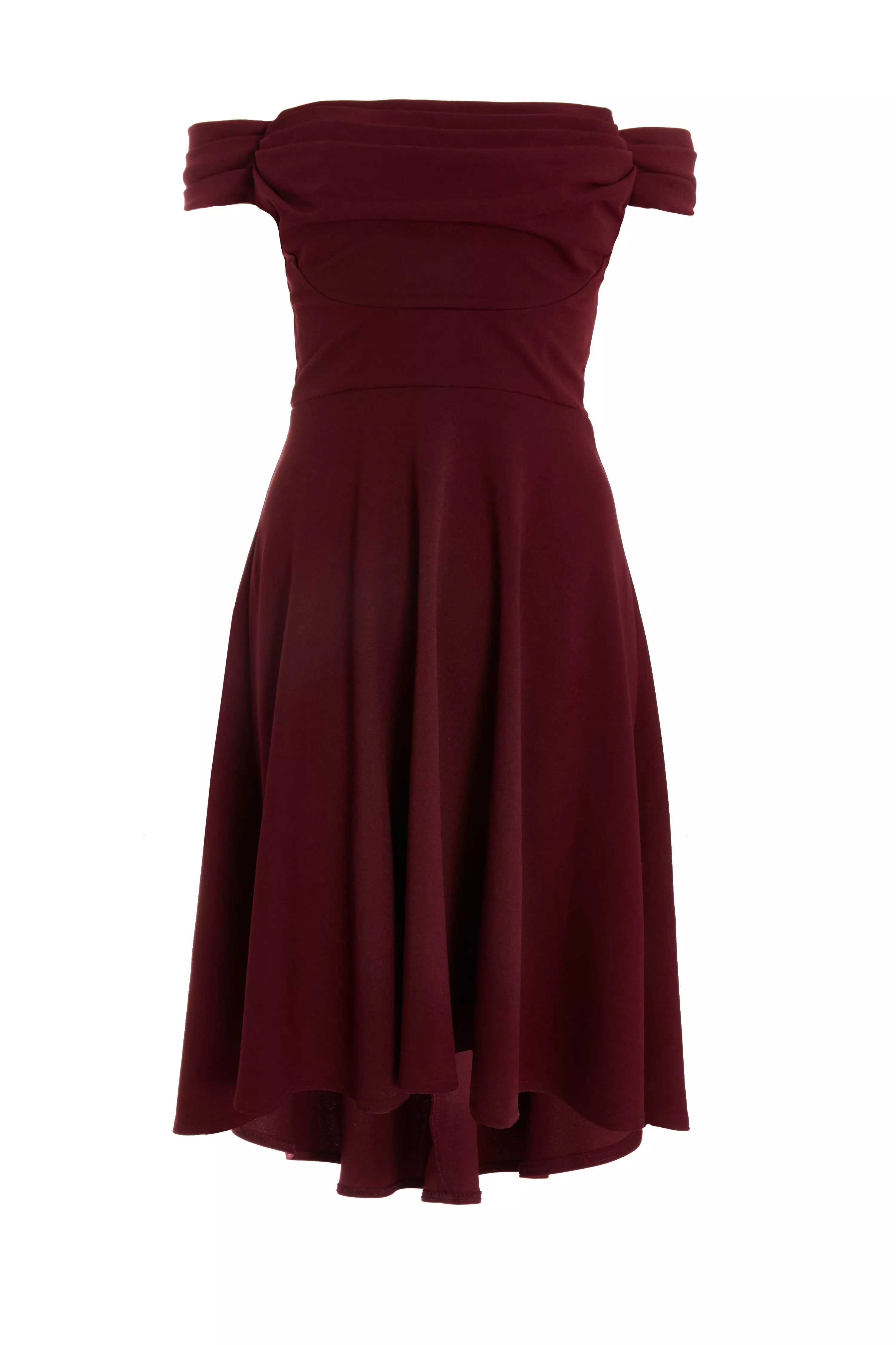 Dark Red Dip Hem Dress