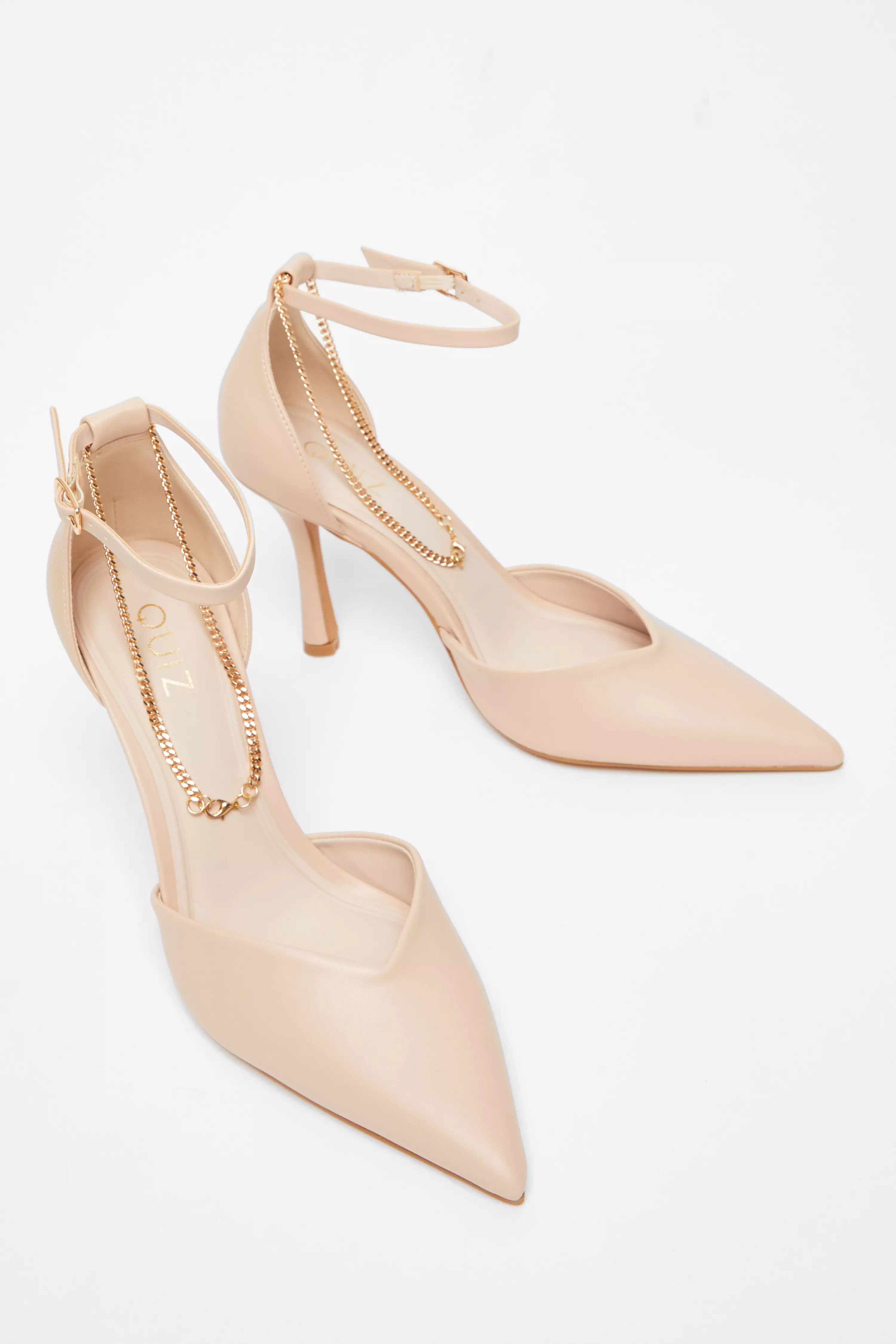 Nude Faux Leather Court Heels 