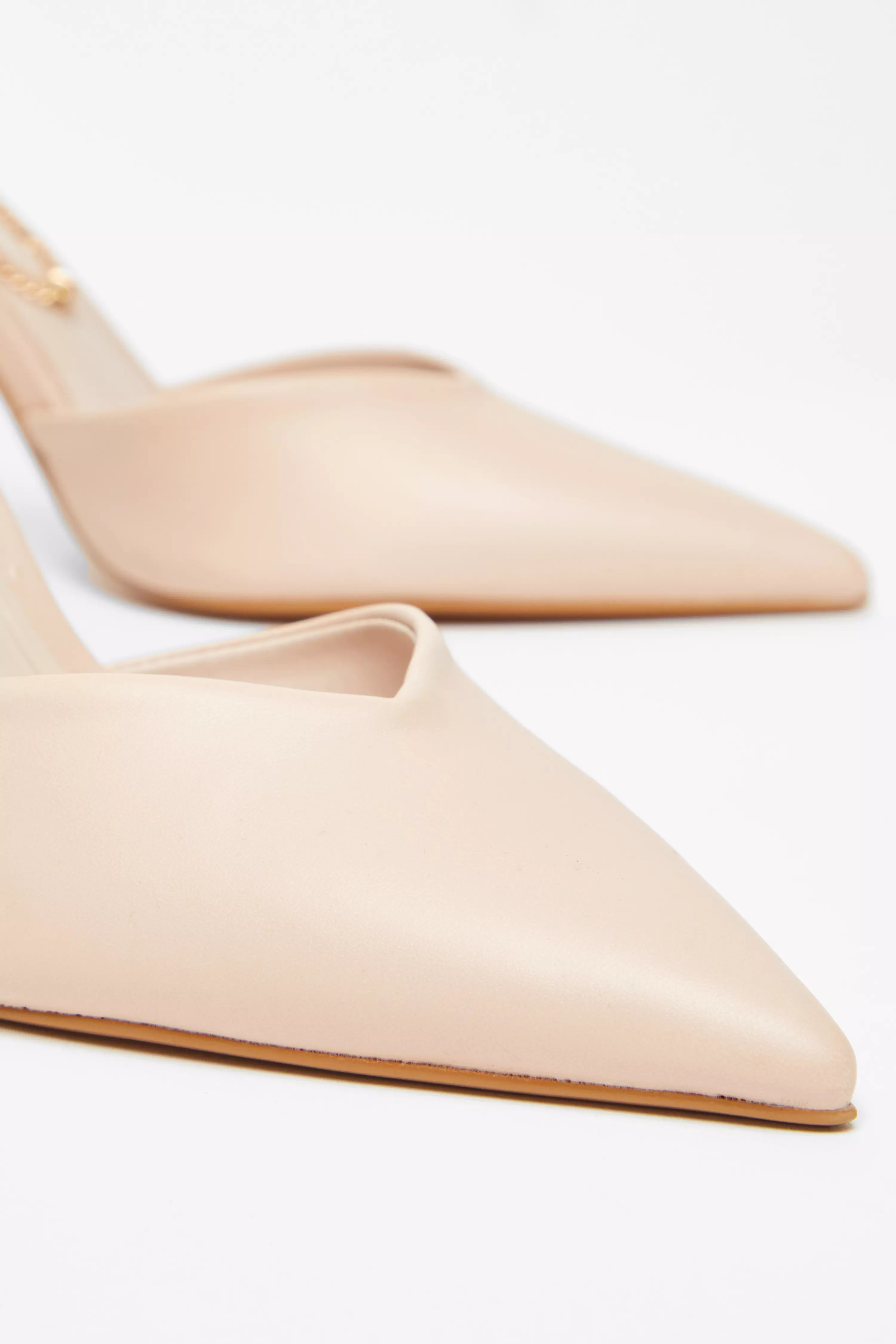 Nude Faux Leather Court Heels 