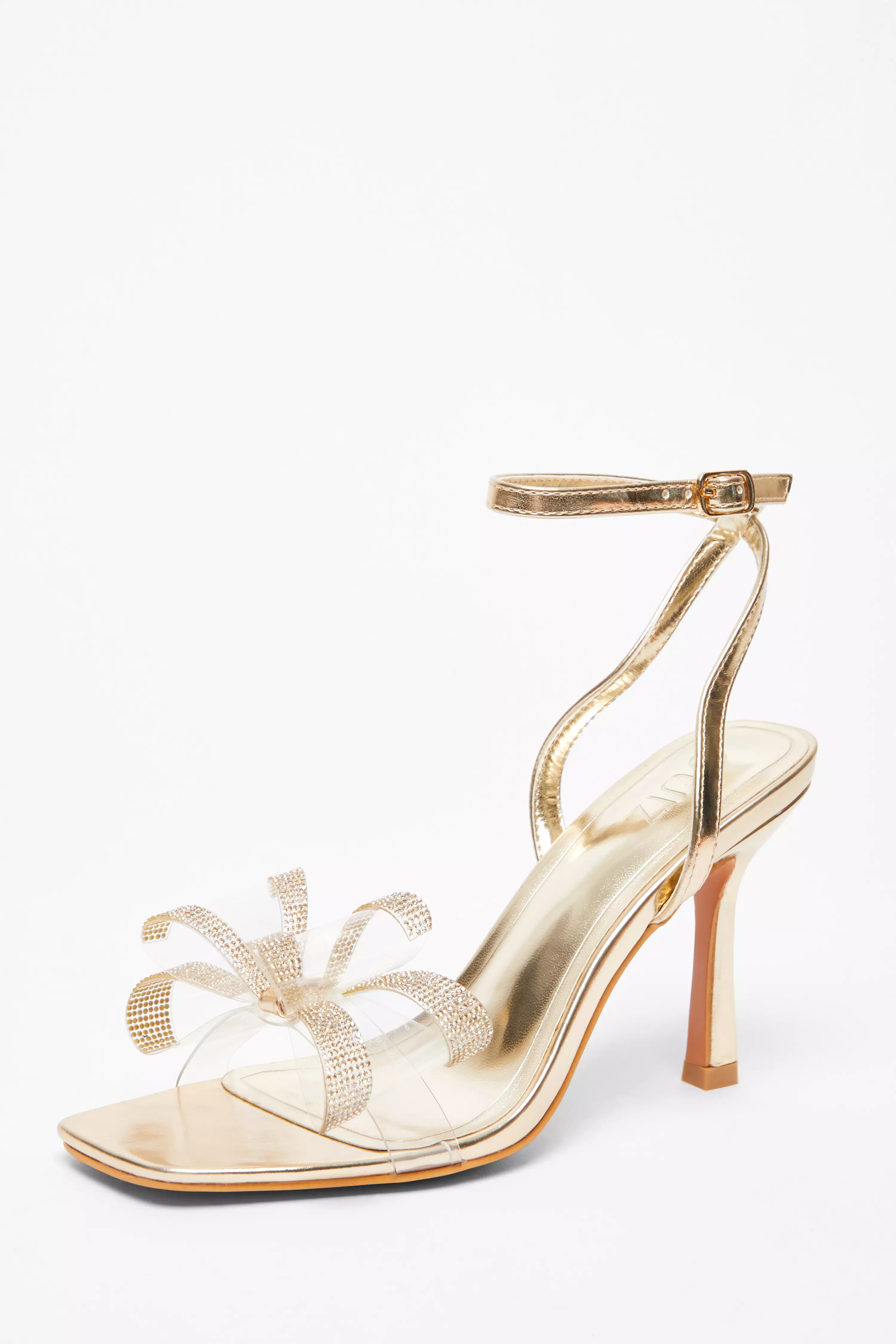 Gold Diamante Bow Heels