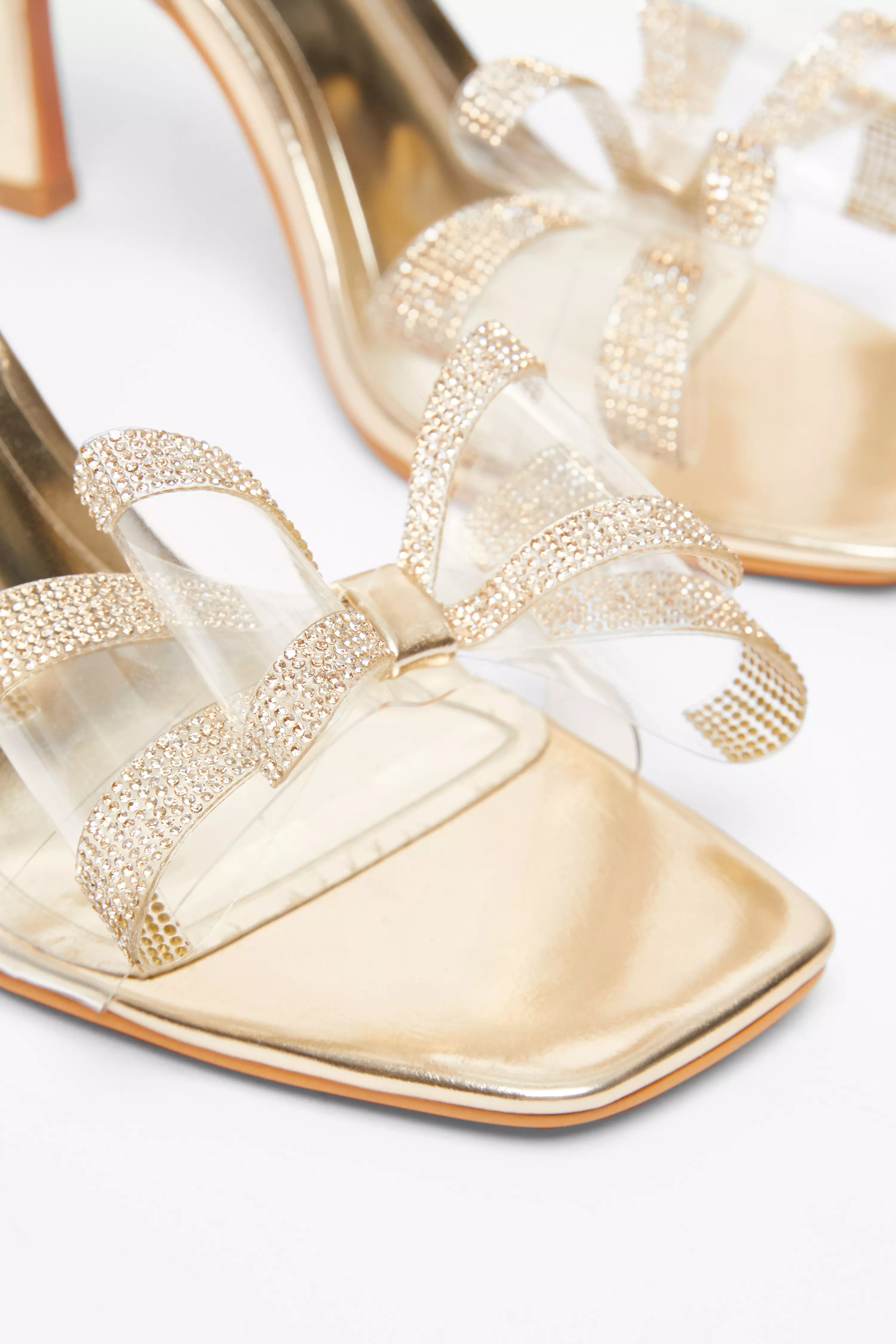 Gold Diamante Bow Heels