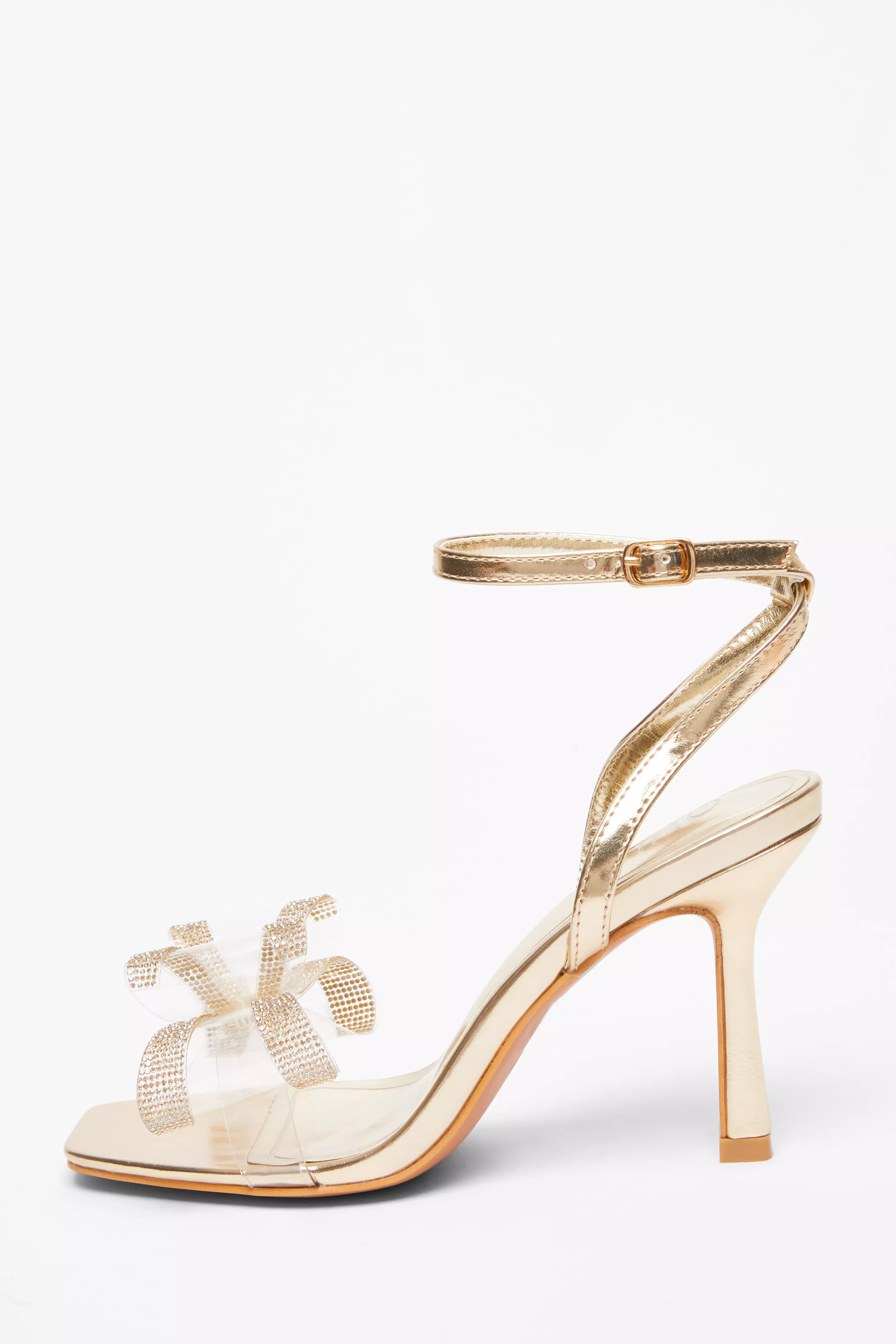 Gold Diamante Bow Heels