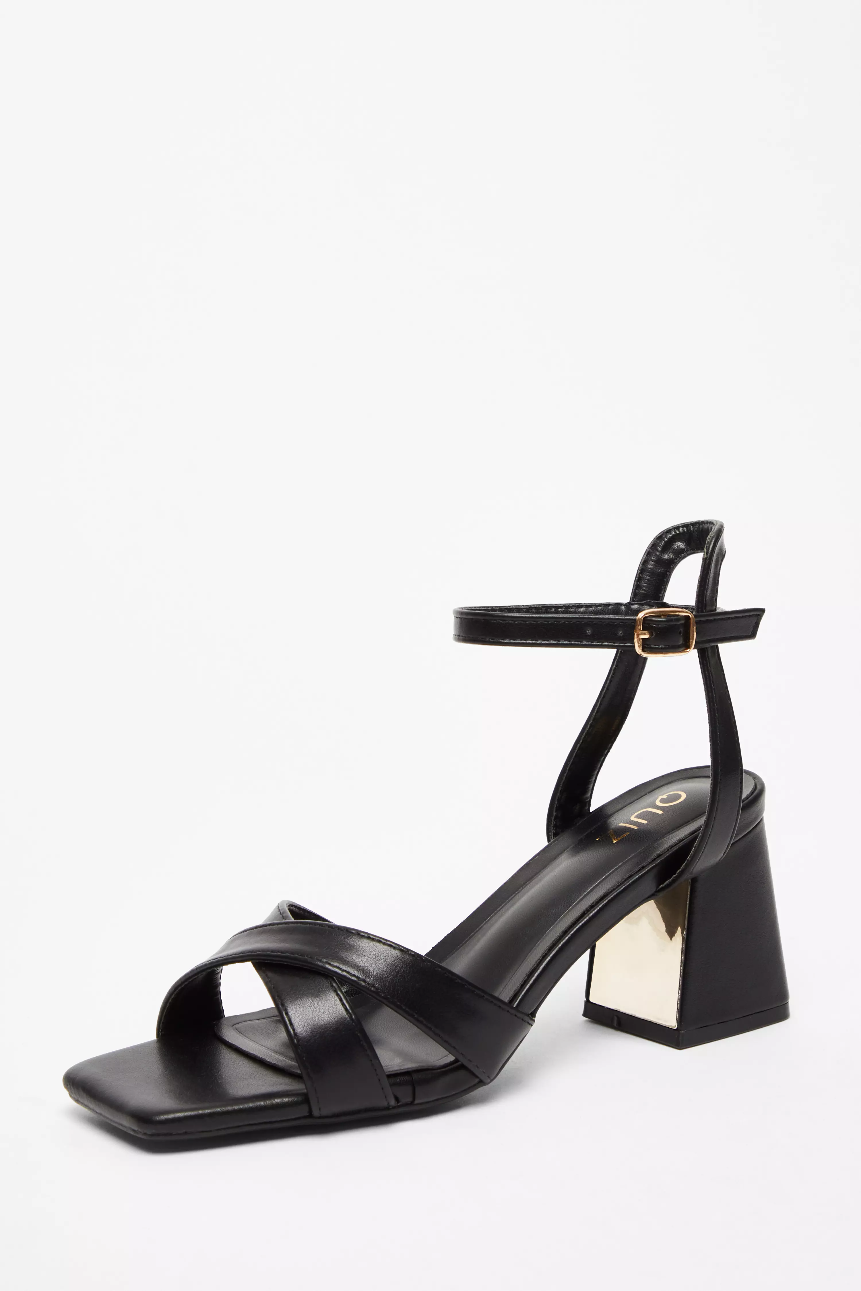 Black Cross Strap Heeled Sandal