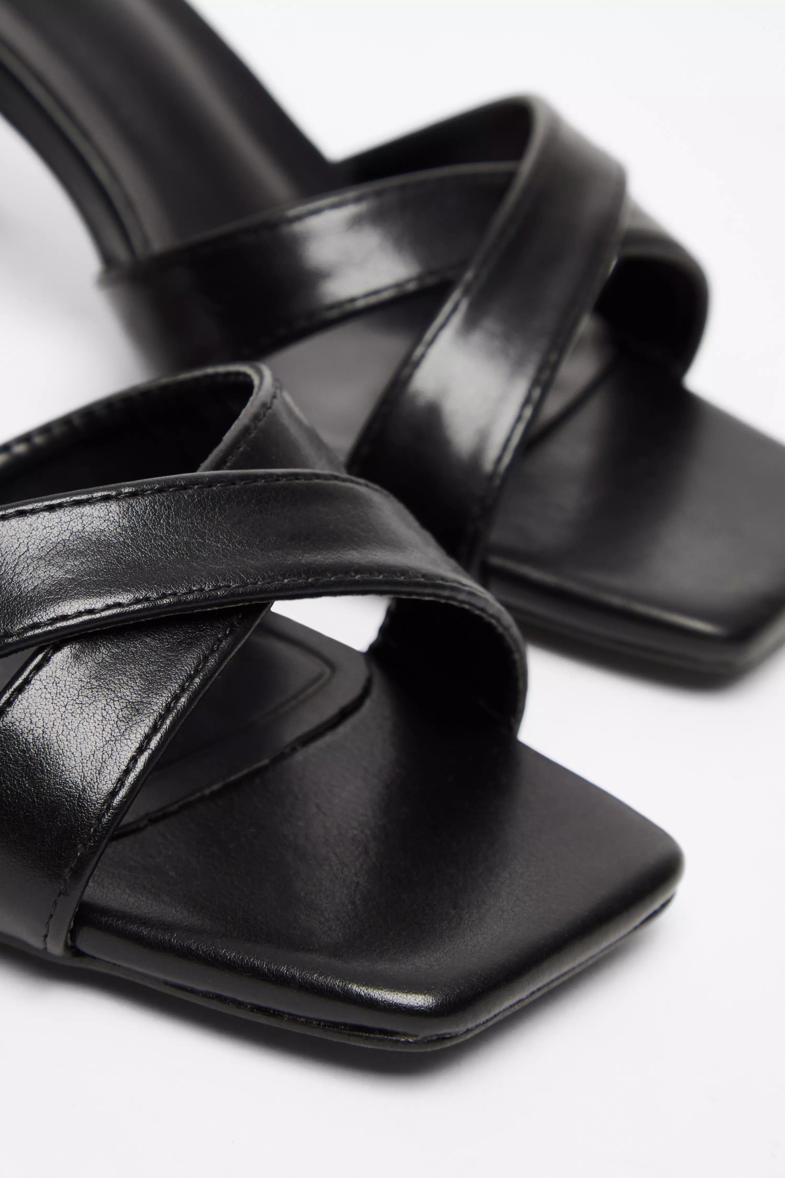 Black Cross Strap Heeled Sandal