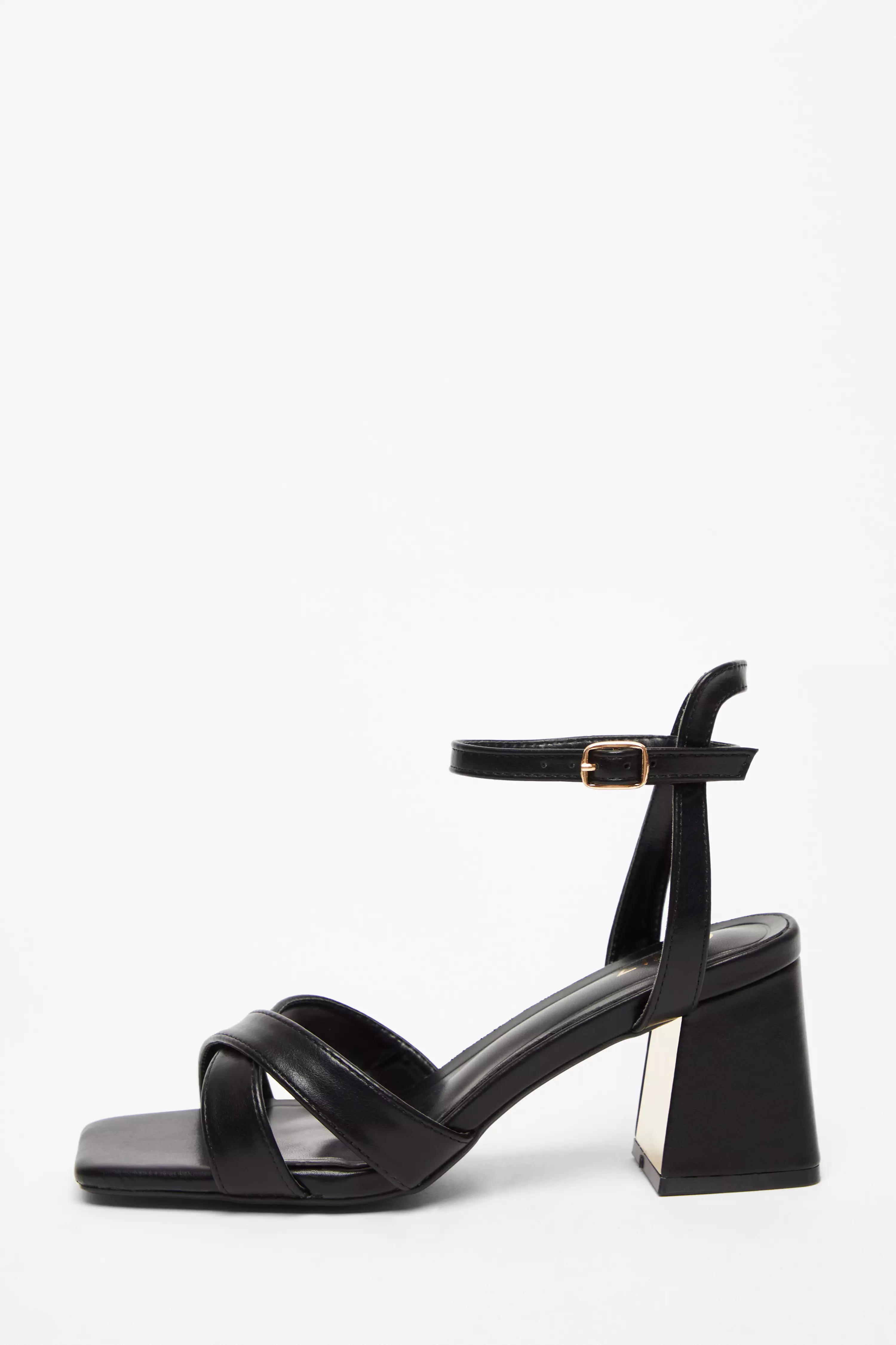 Black Cross Strap Heeled Sandal