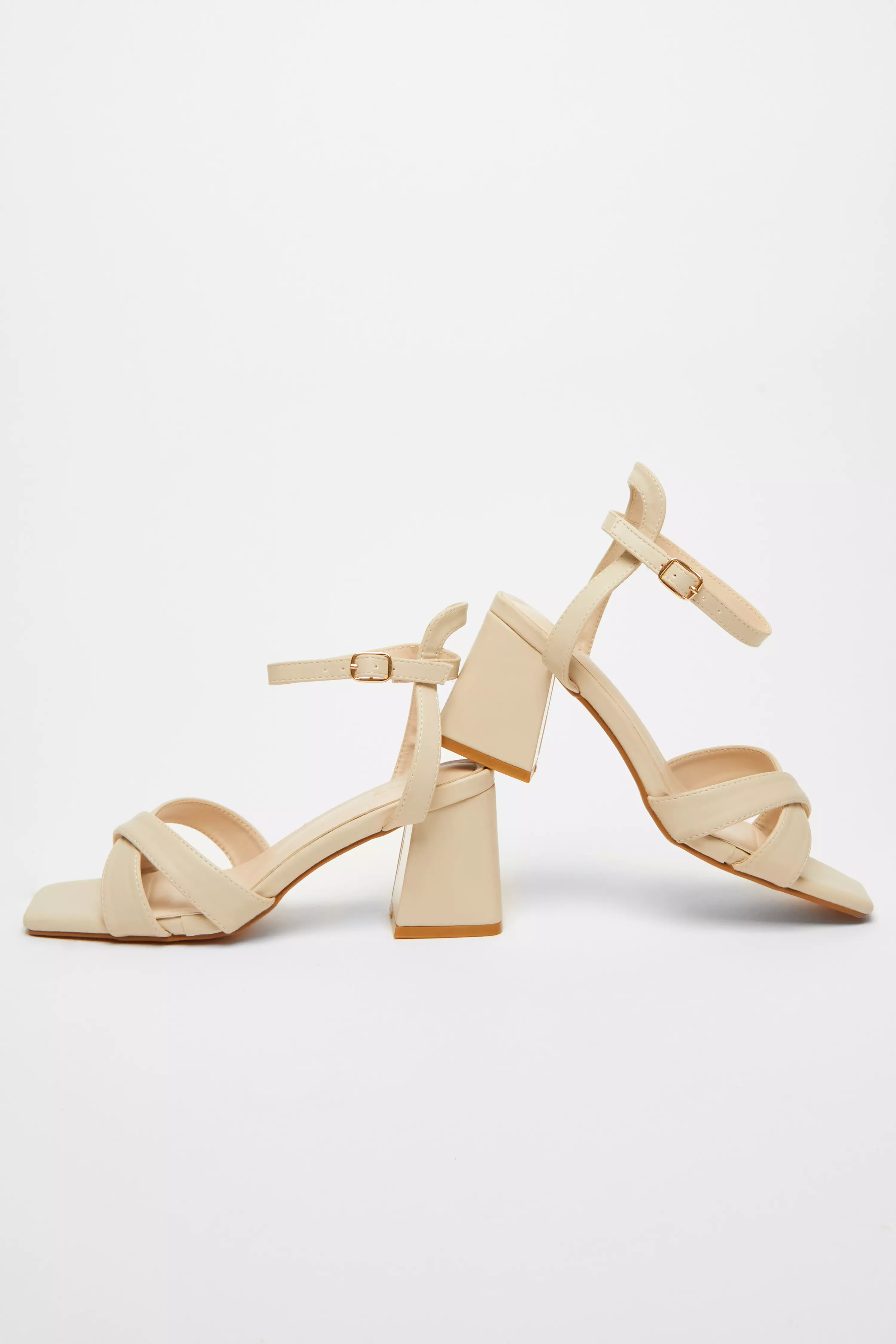 Nude Cross Strap Heeled Sandal