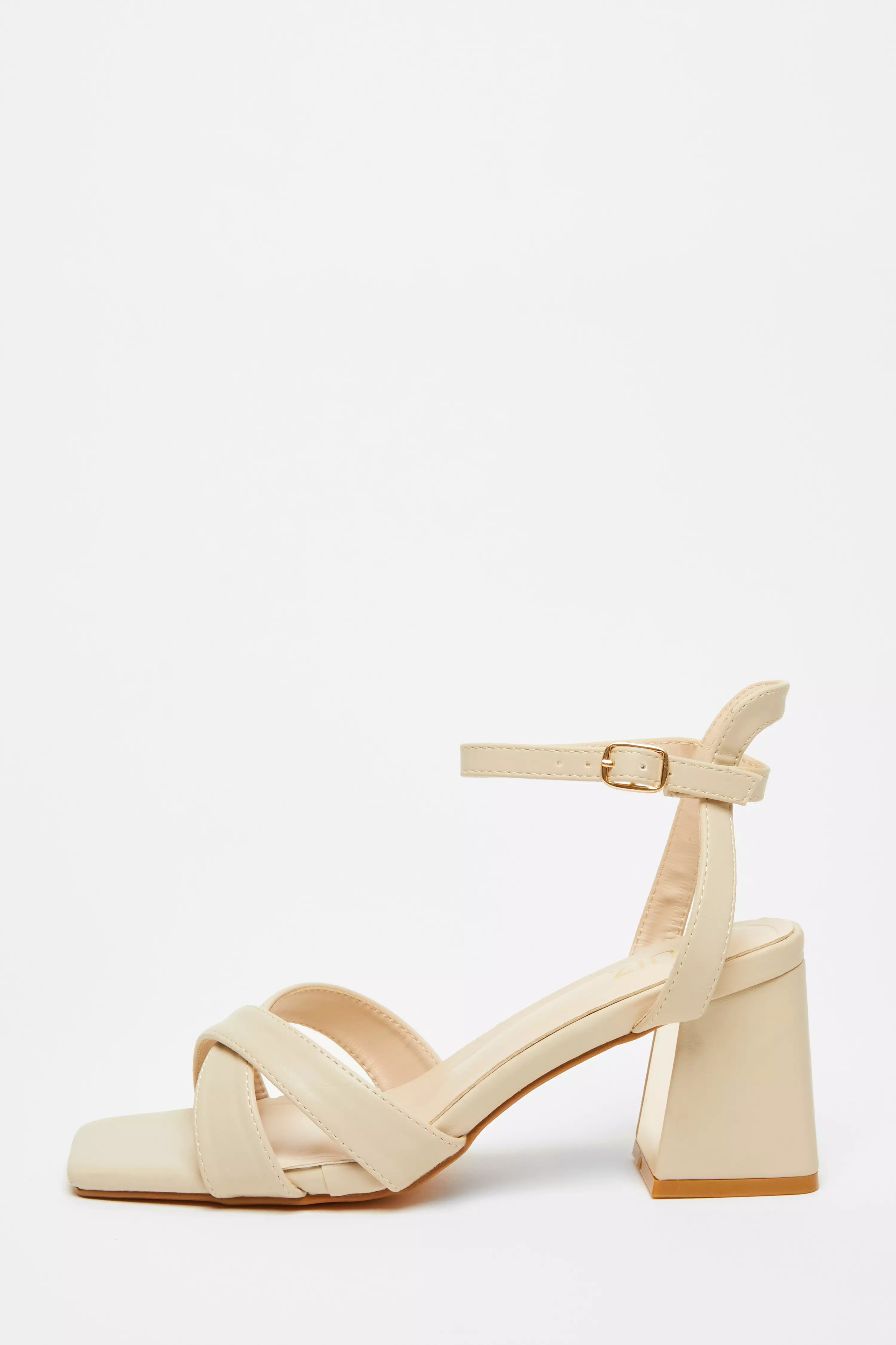 Nude Cross Strap Heeled Sandal