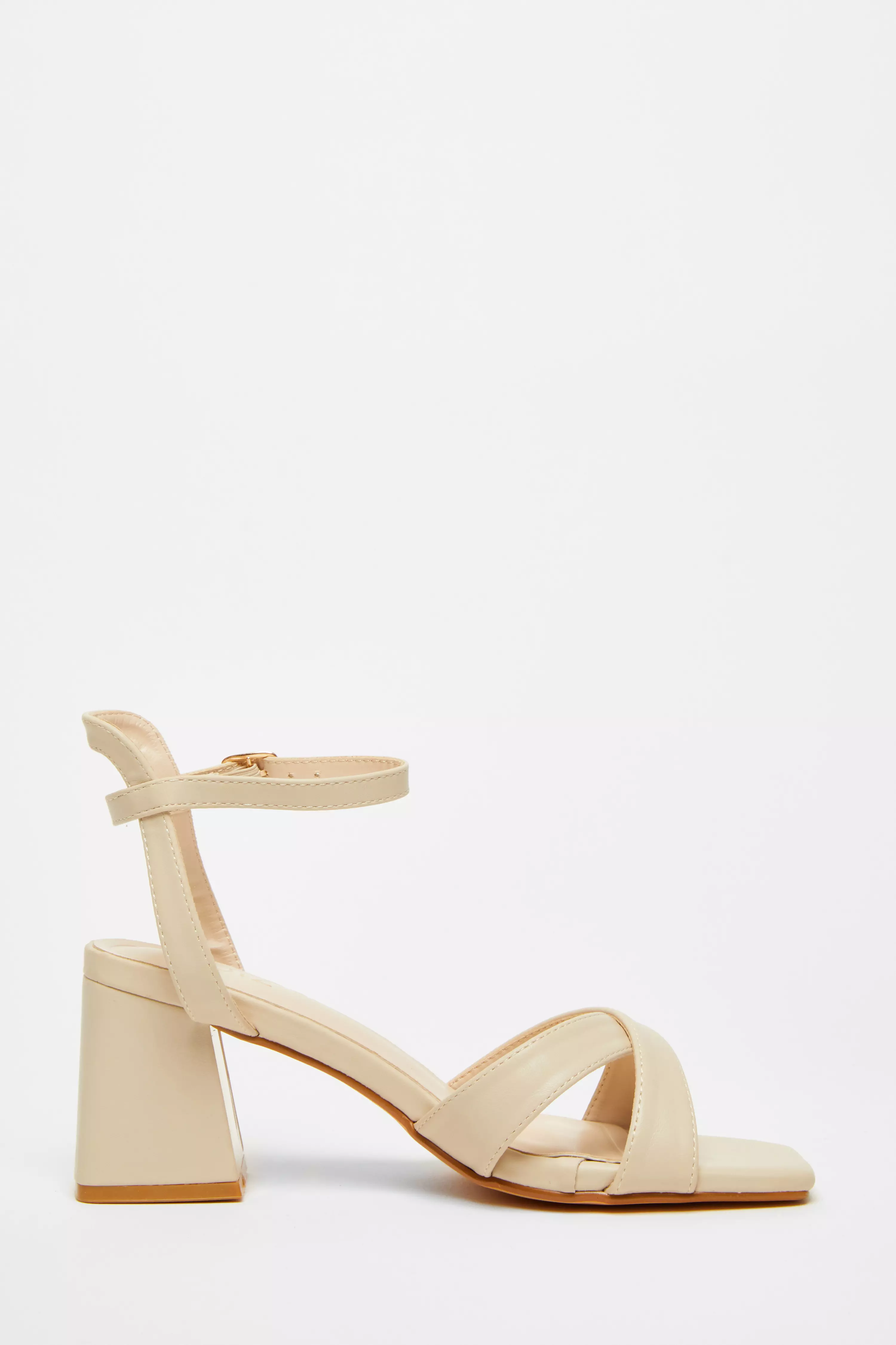 Nude Cross Strap Heeled Sandal