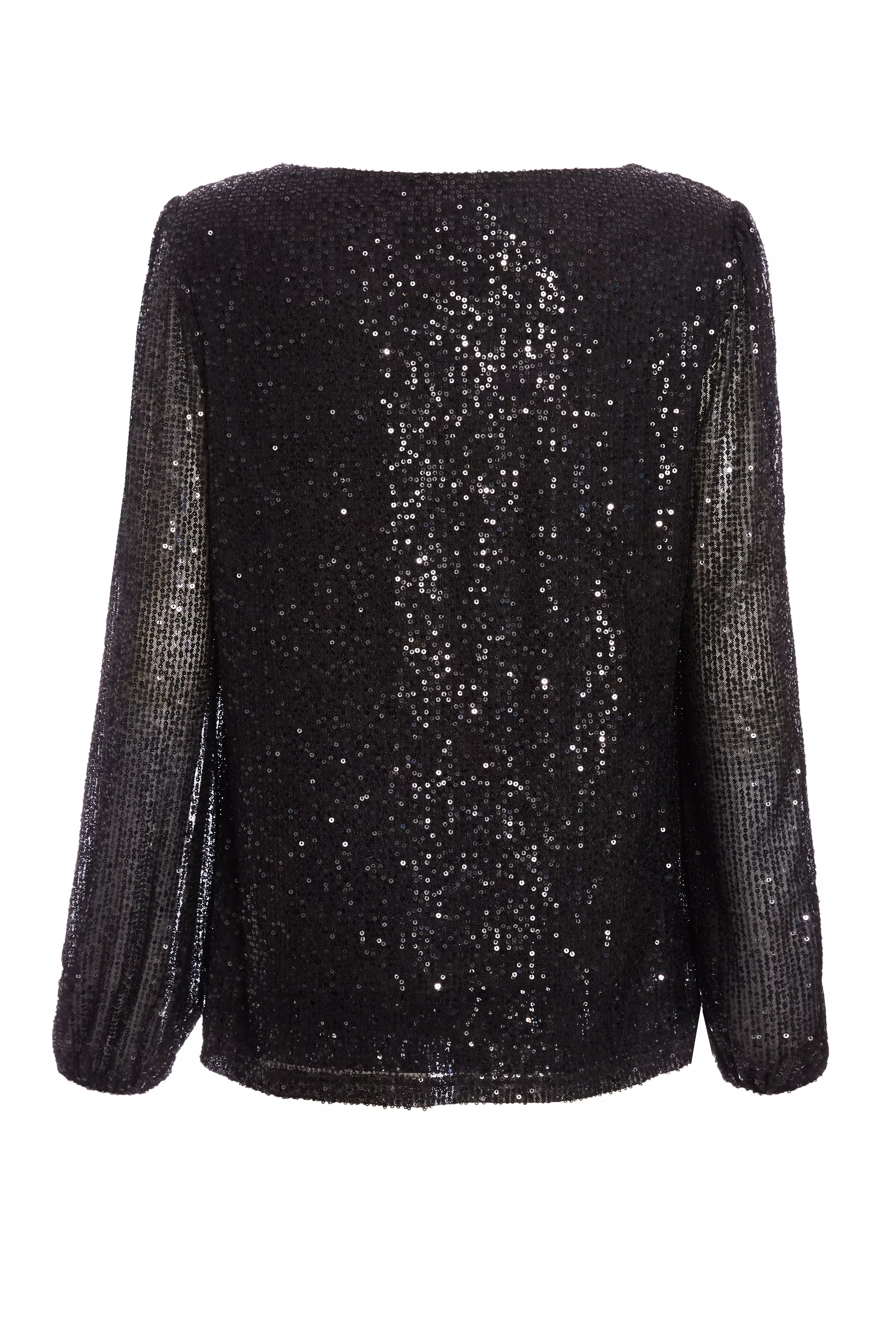 Black Sequin Drape Top