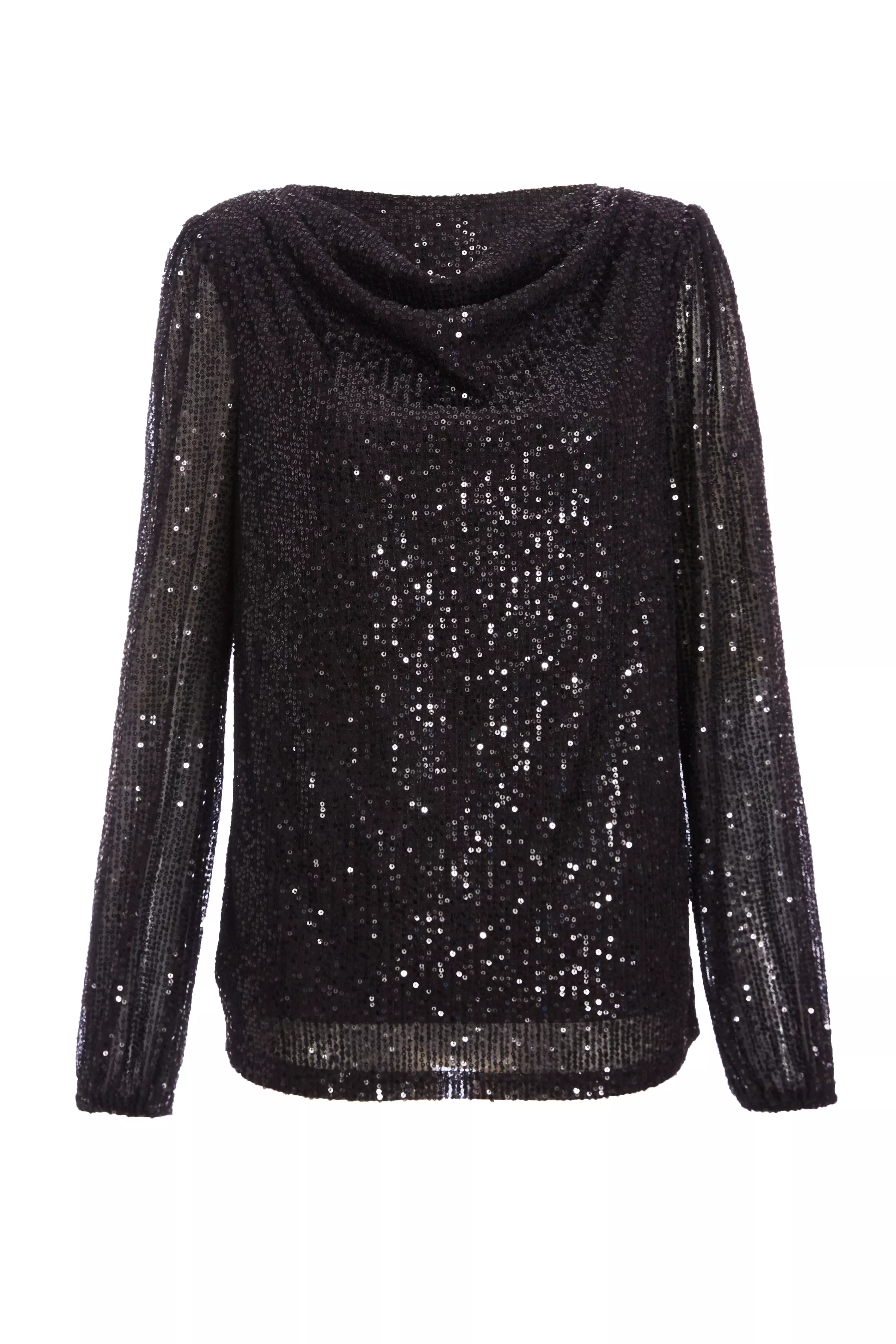 Black Sequin Drape Top