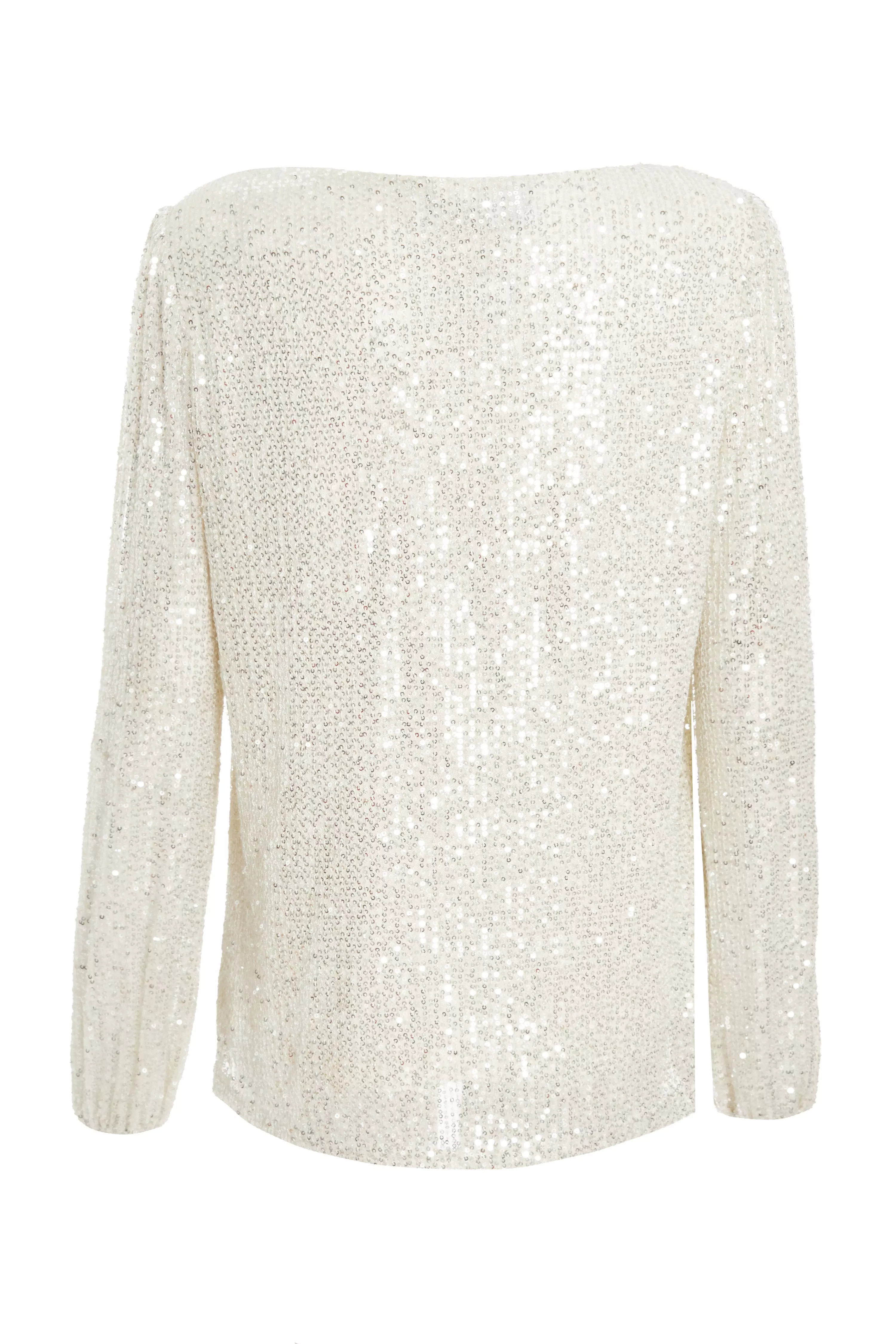 Champagne Sequin Drape Neck Boxy Top 