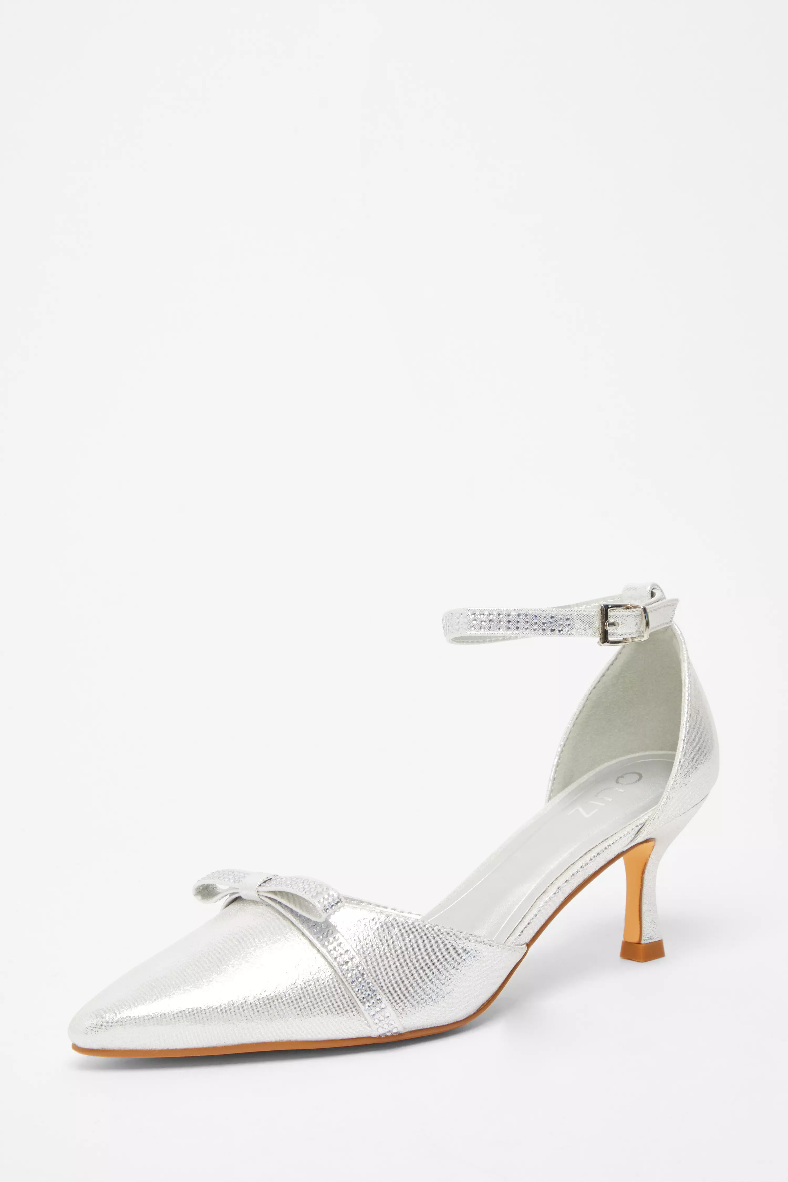 Silver Shimmer Bow Court Heels