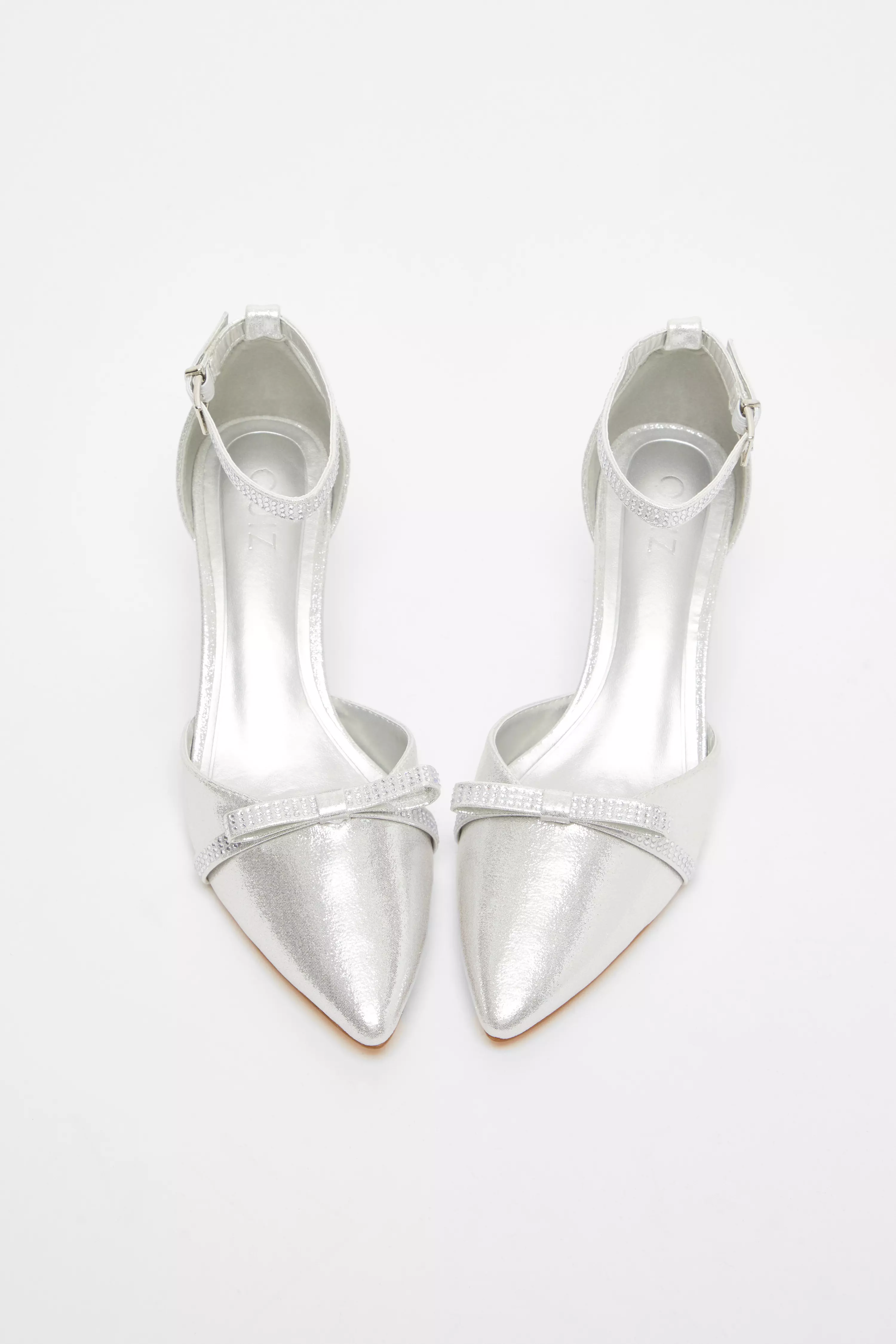 Silver Shimmer Bow Court Heels